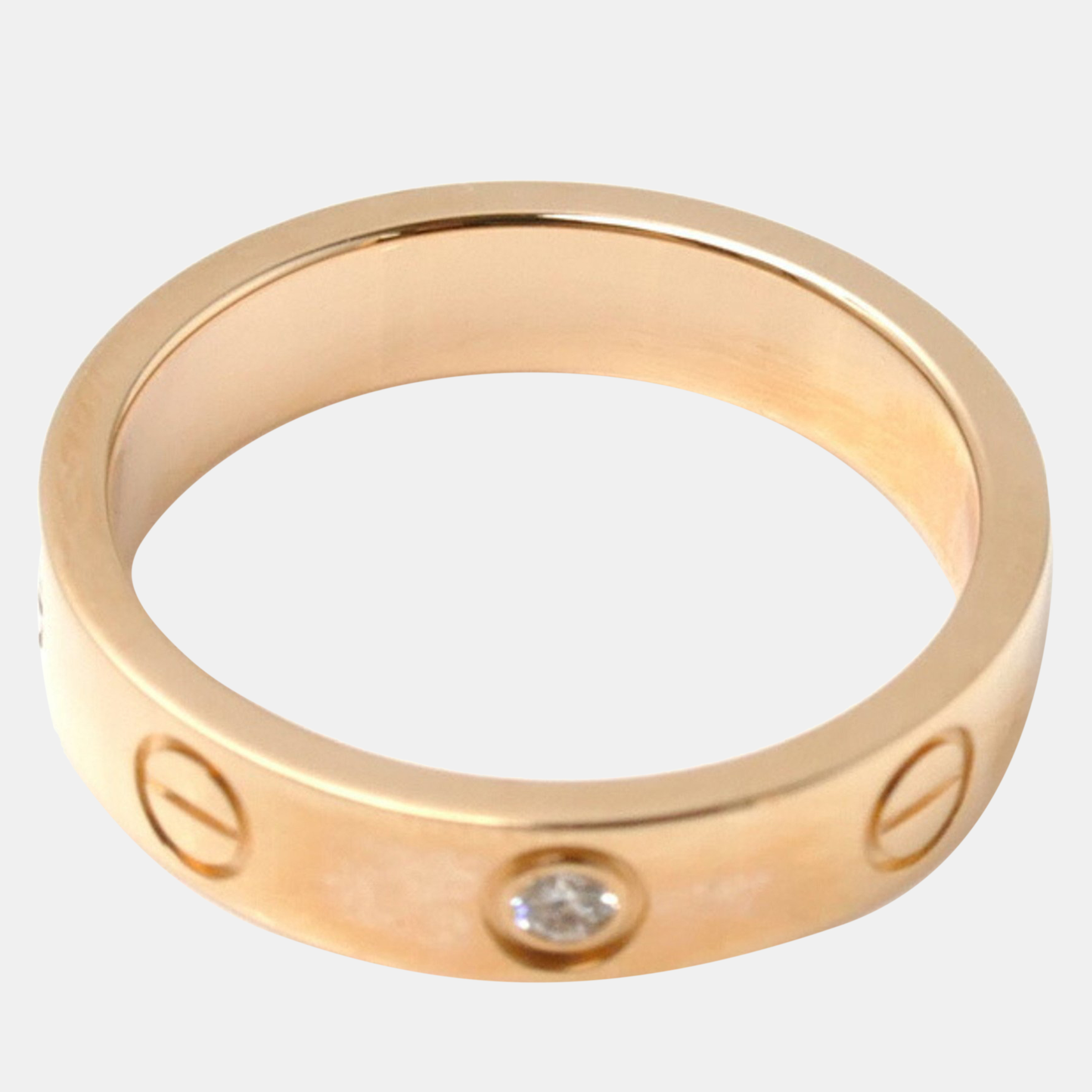 Cartier 18K Rose Gold And 1 Diamond Love Band Ring EU 49