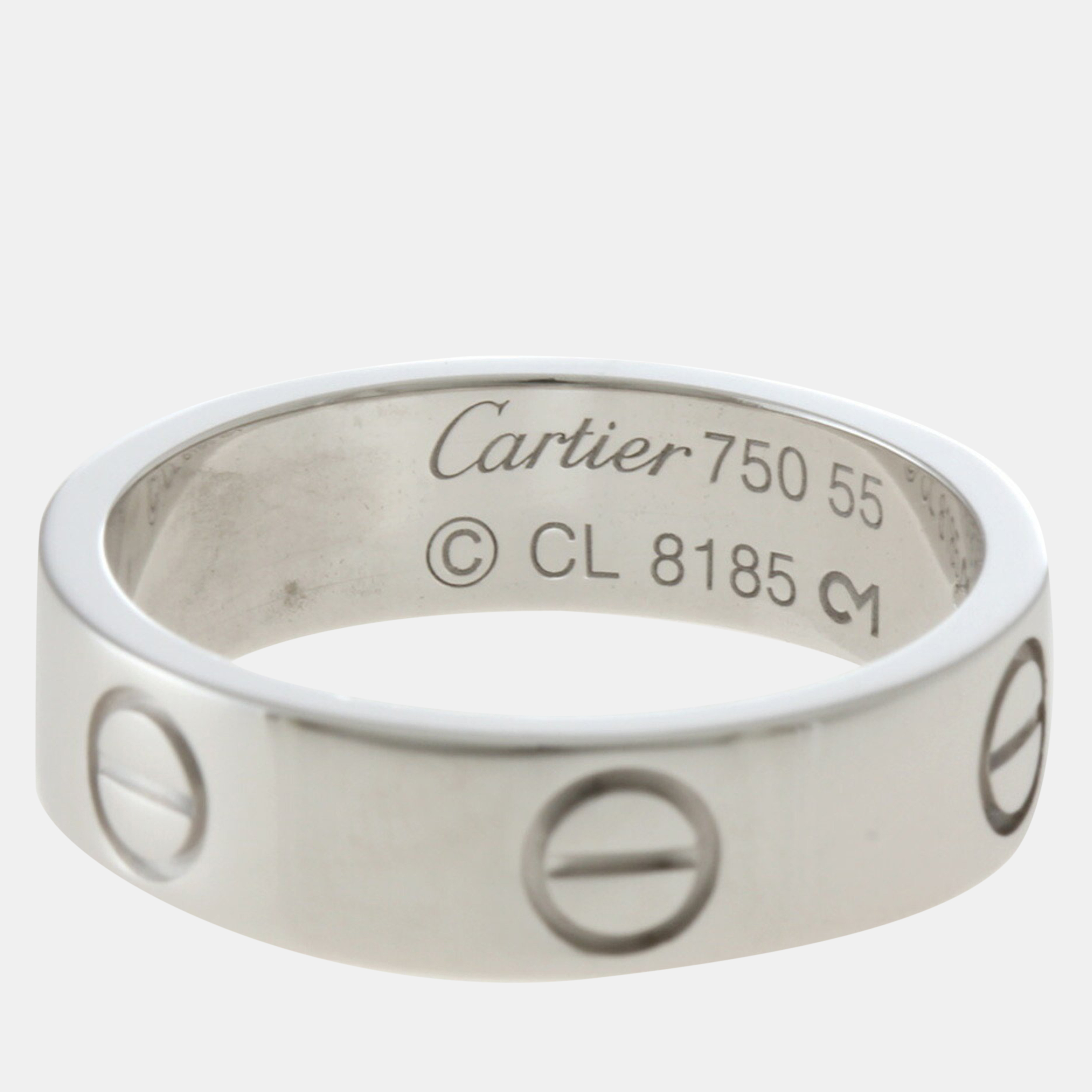 Cartier 18K White Gold Love Band Ring EU 55