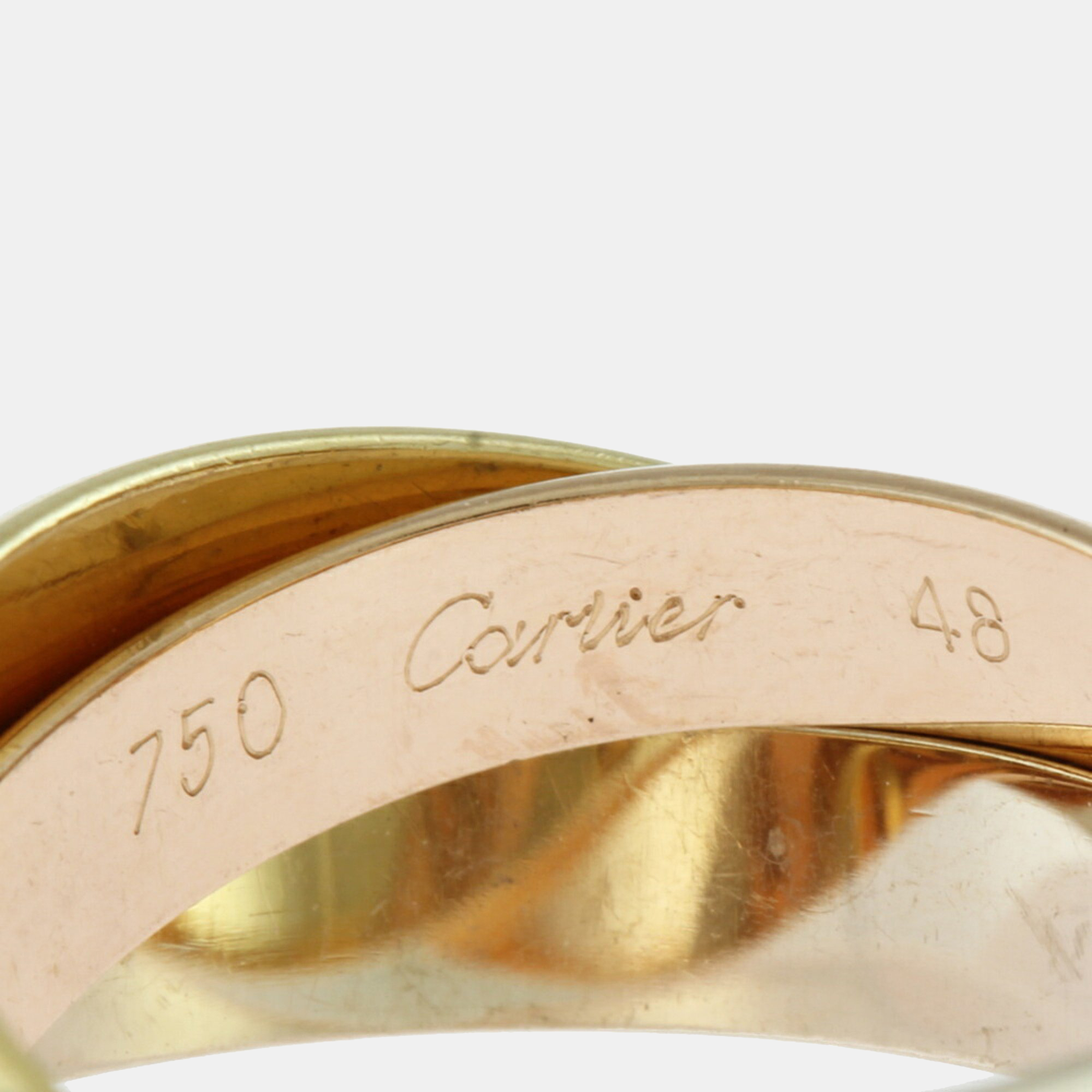 Cartier 18K Yellow, Rose And White Gold Trinity Band Ring EU 48