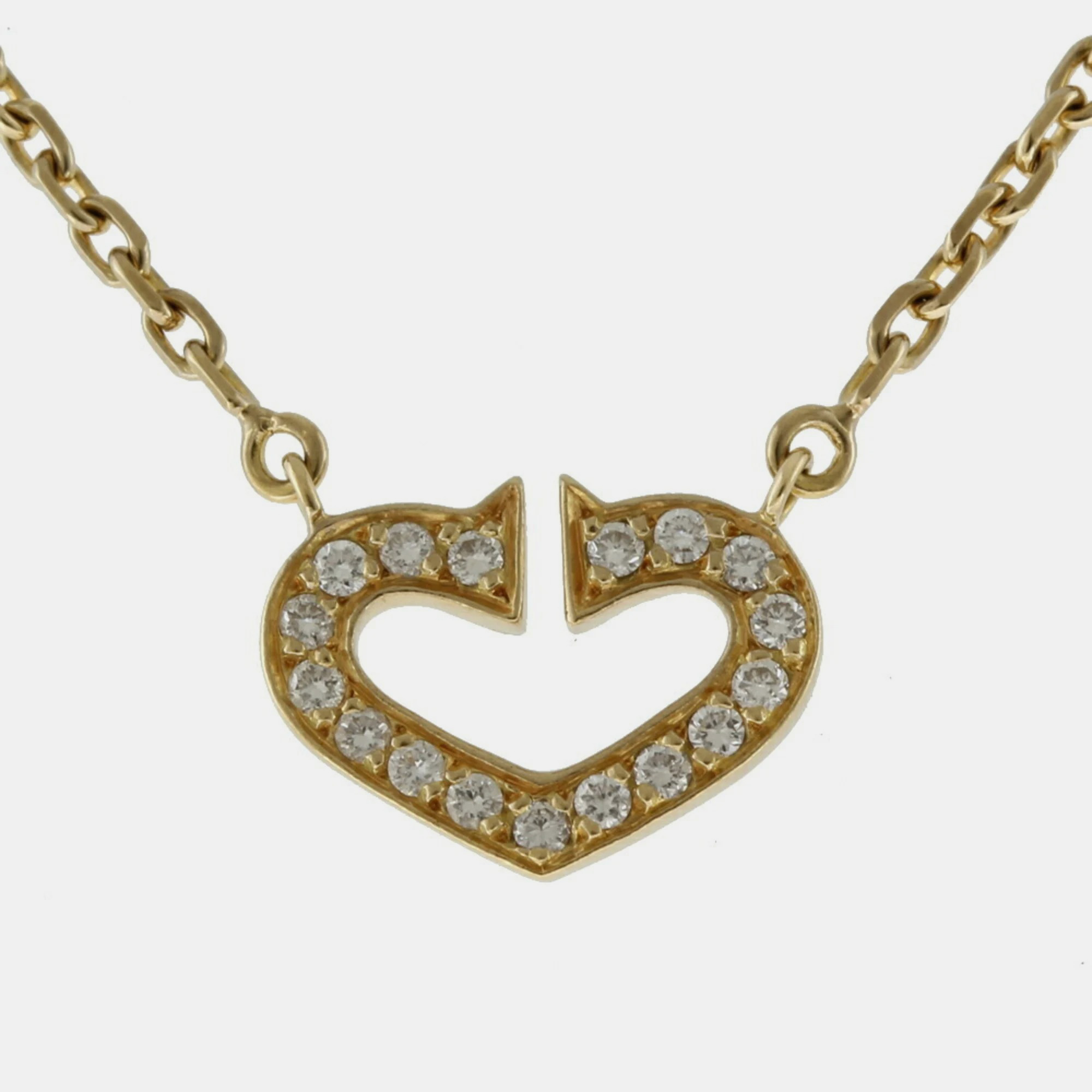 Cartier 18k yellow gold and diamond c de cartier heart necklace