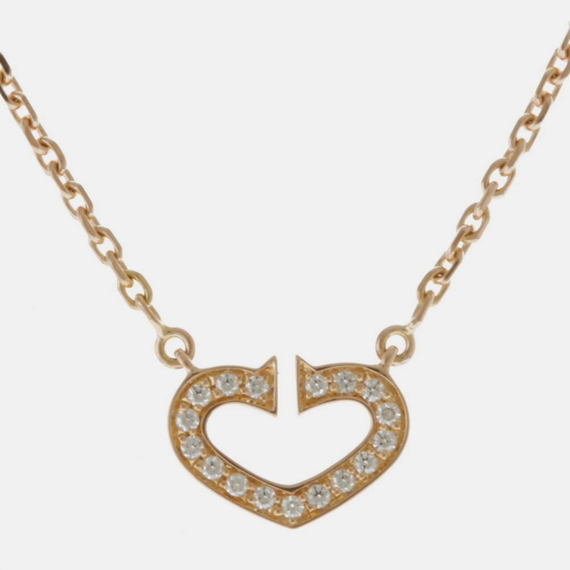 Cartier 18k rose gold and diamond c heart of cartier necklace
