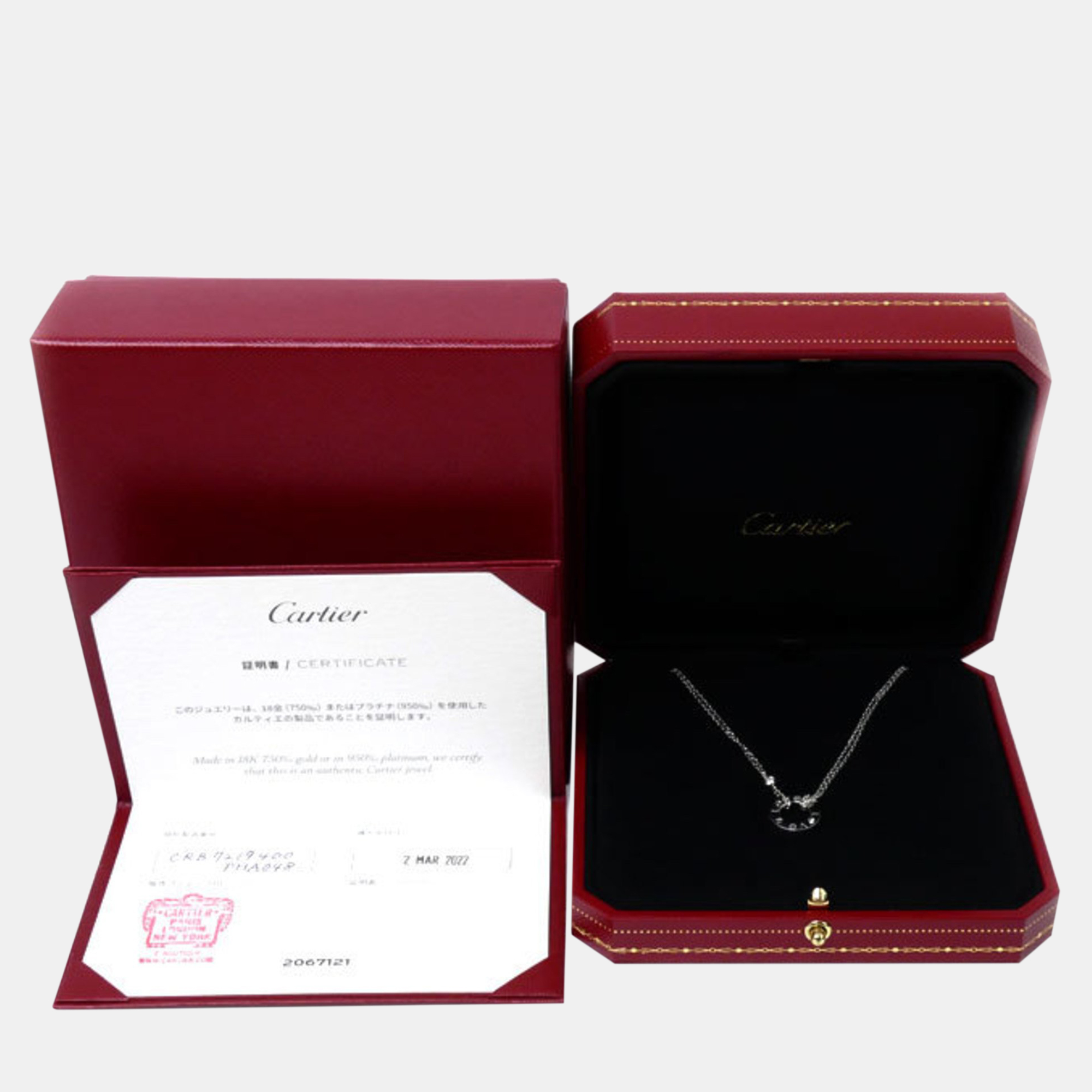 Cartier 18K White Gold And 2 Diamond Love Necklace