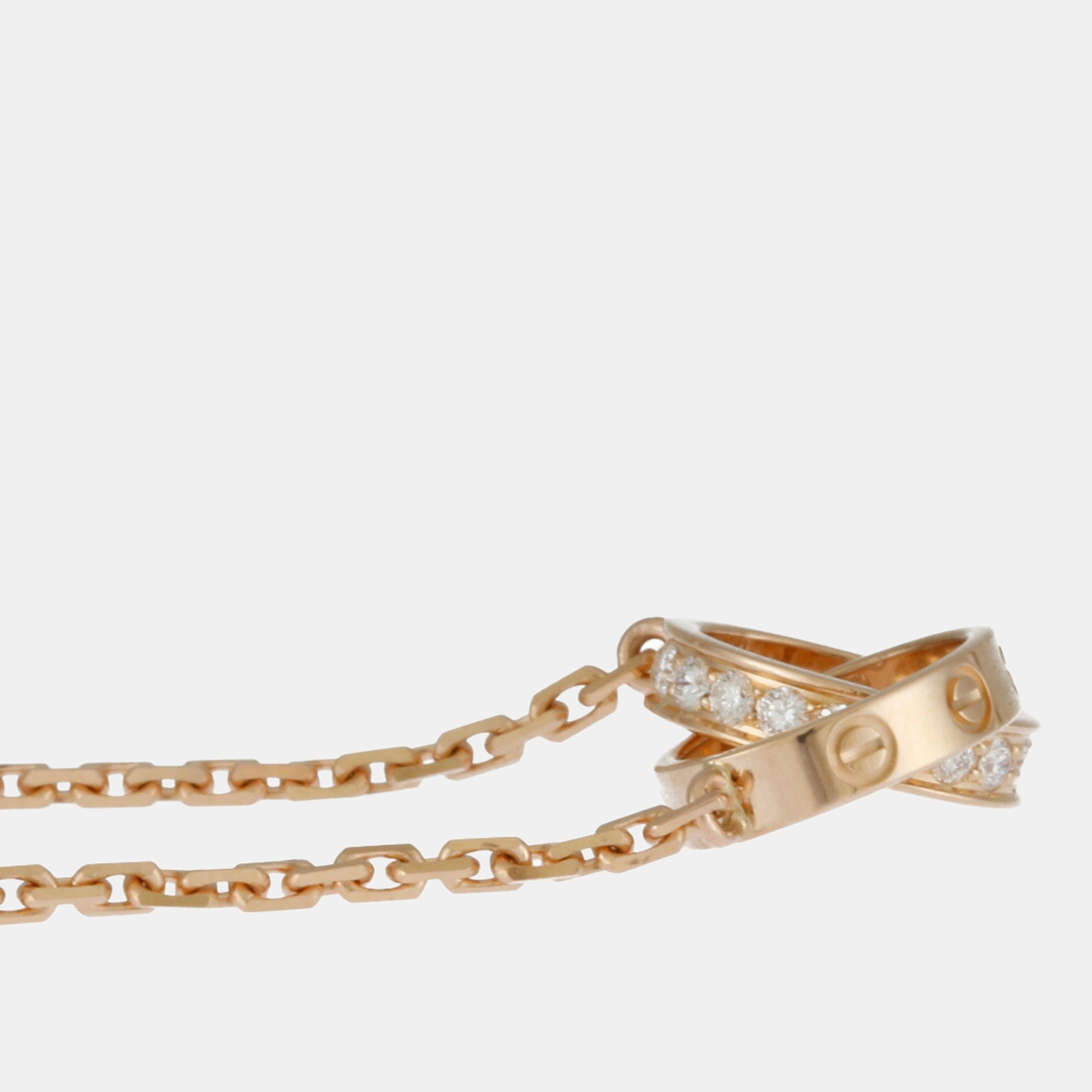 Cartier 18k Rose Gold And Diamond Baby Love Necklace