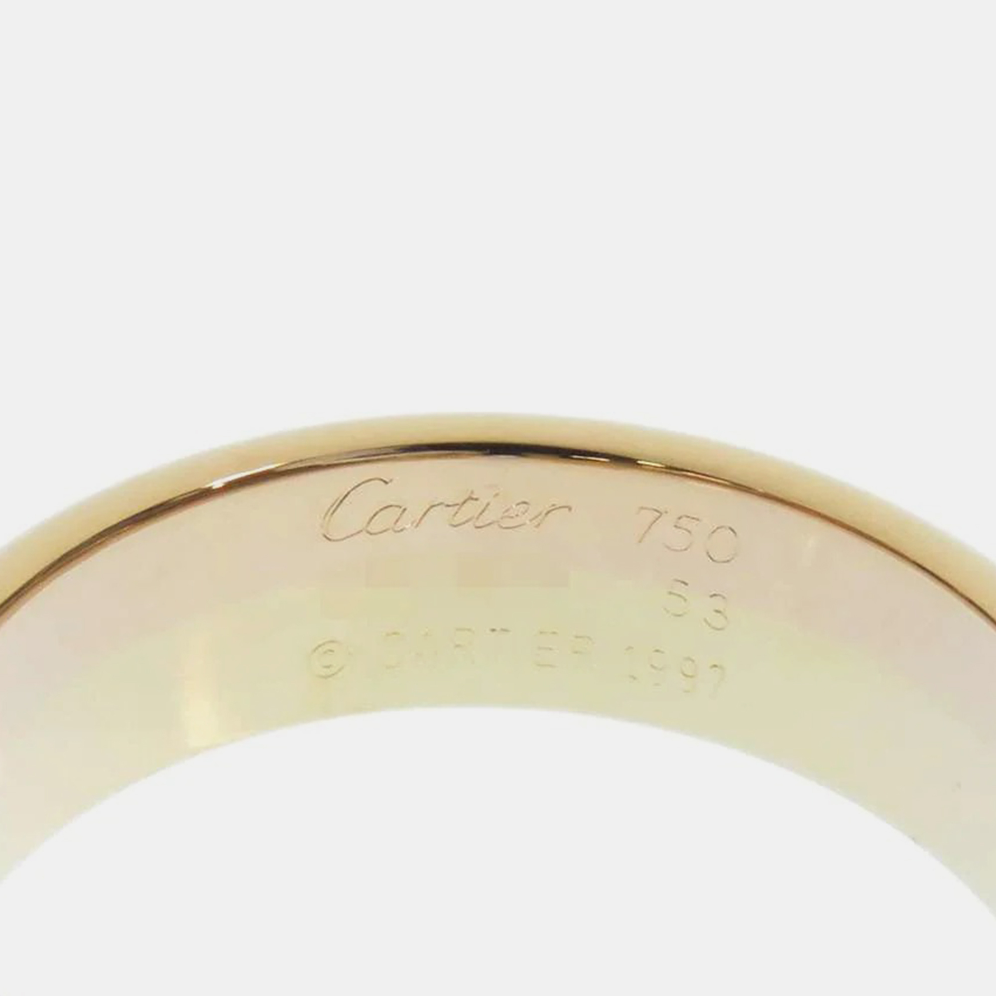 Cartier 18K Rose, White ,Yellow Gold And Diamond C De Cartier Band Ring EU 53