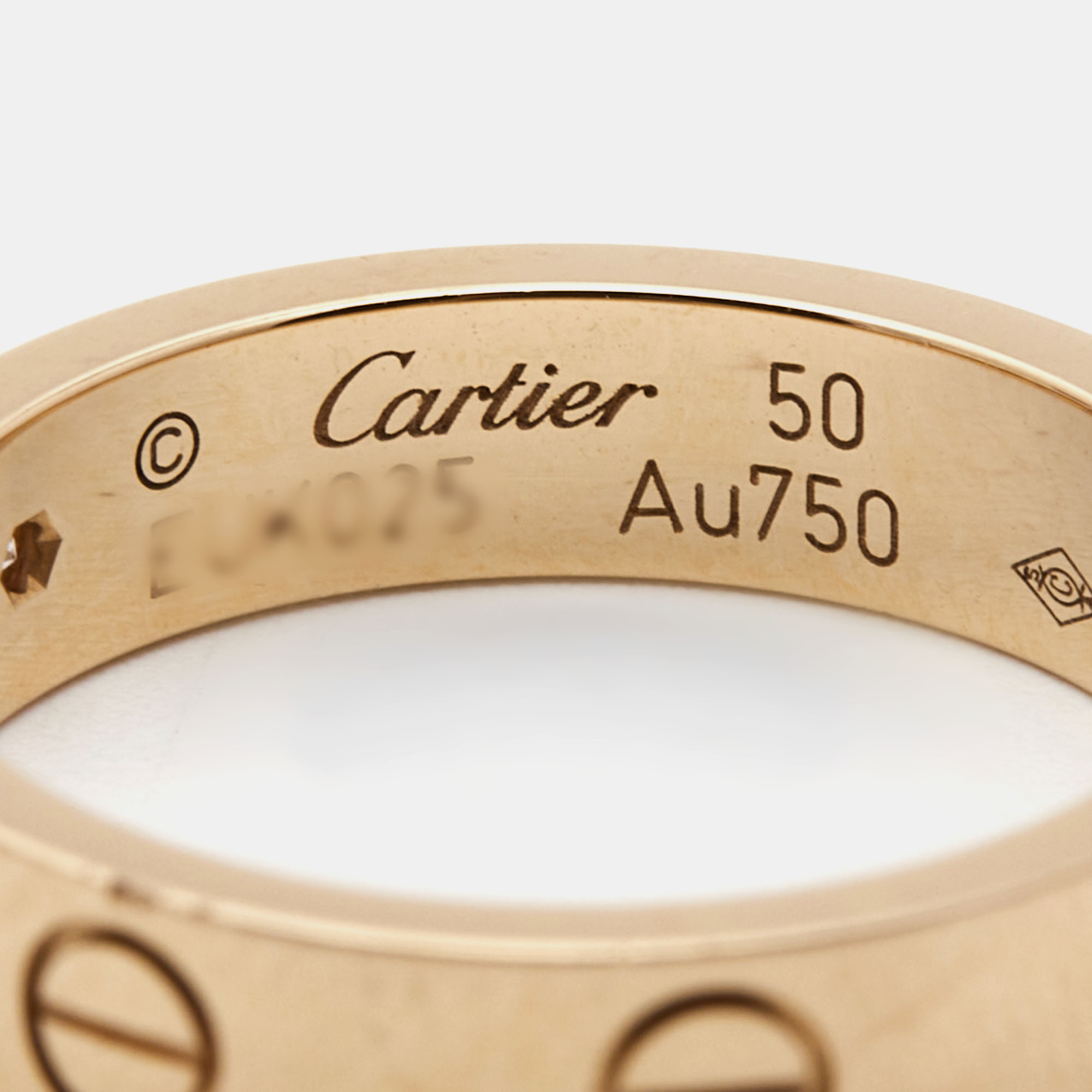 Cartier Love 1 Diamond 18k Rose Gold Ring Size 50