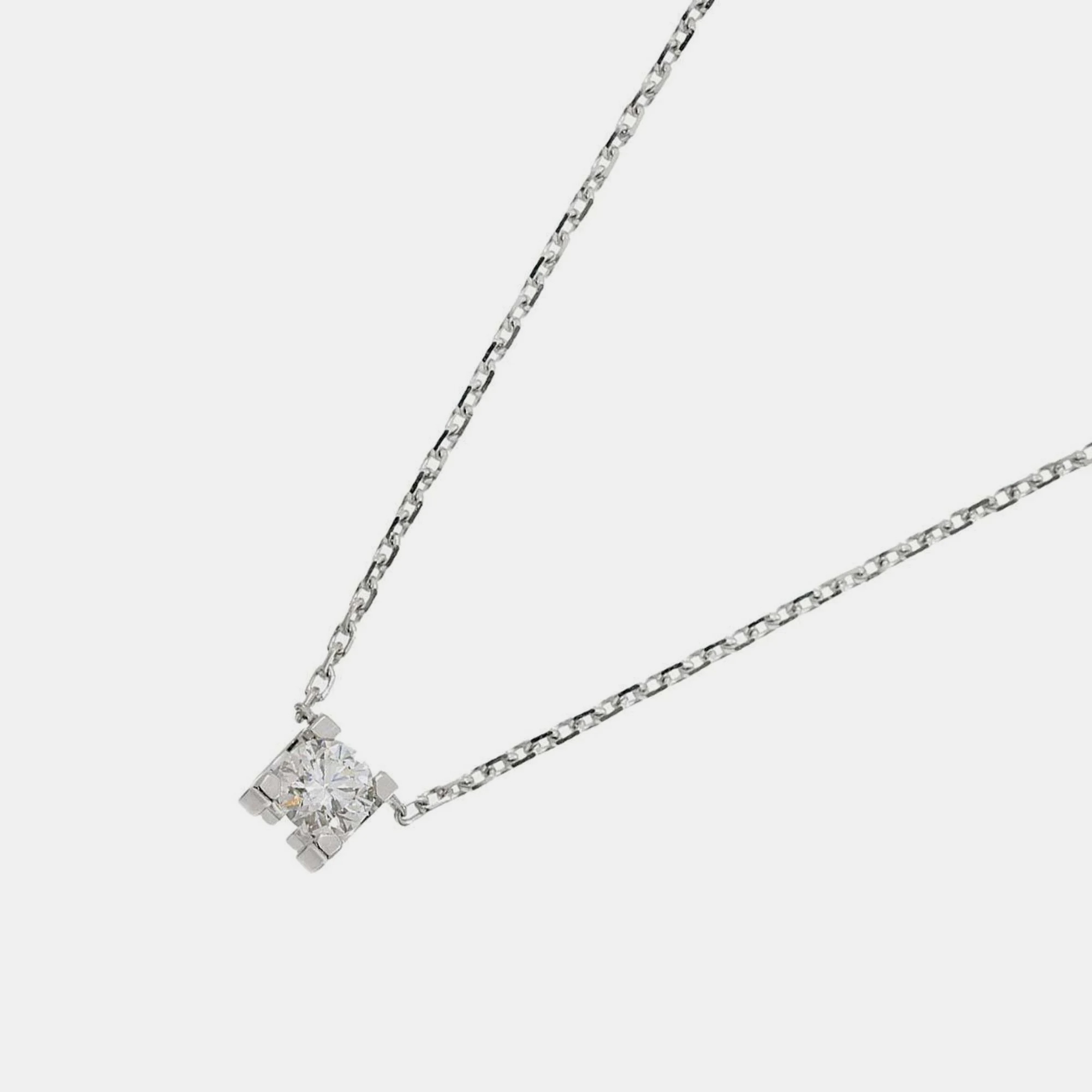 Cartier 18k white gold and diamond c de cartier pendant necklace