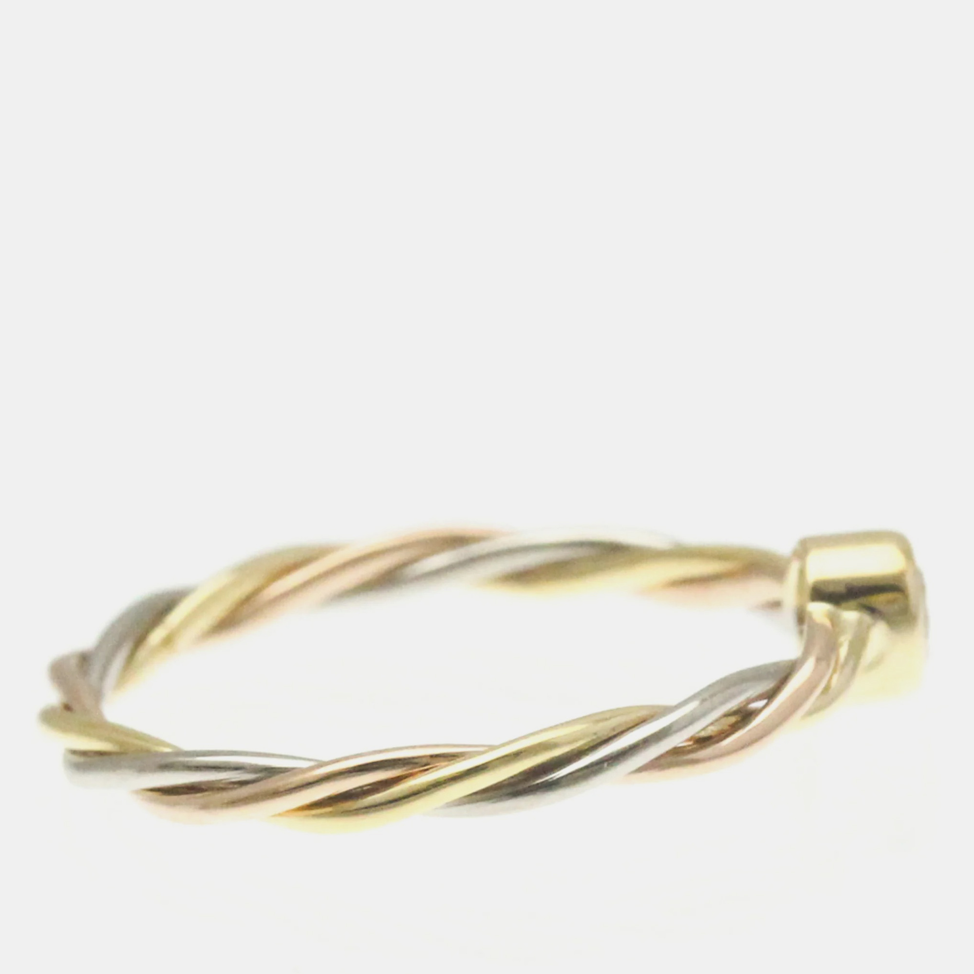 Cartier 18K Yellow Gold, Rose Gold, White Gold and Diamond Twisted Ring EU 48
Cartier 18K Yellow Gold, Rose Gold, White Gold and Diamond Twisted Ring EU 48