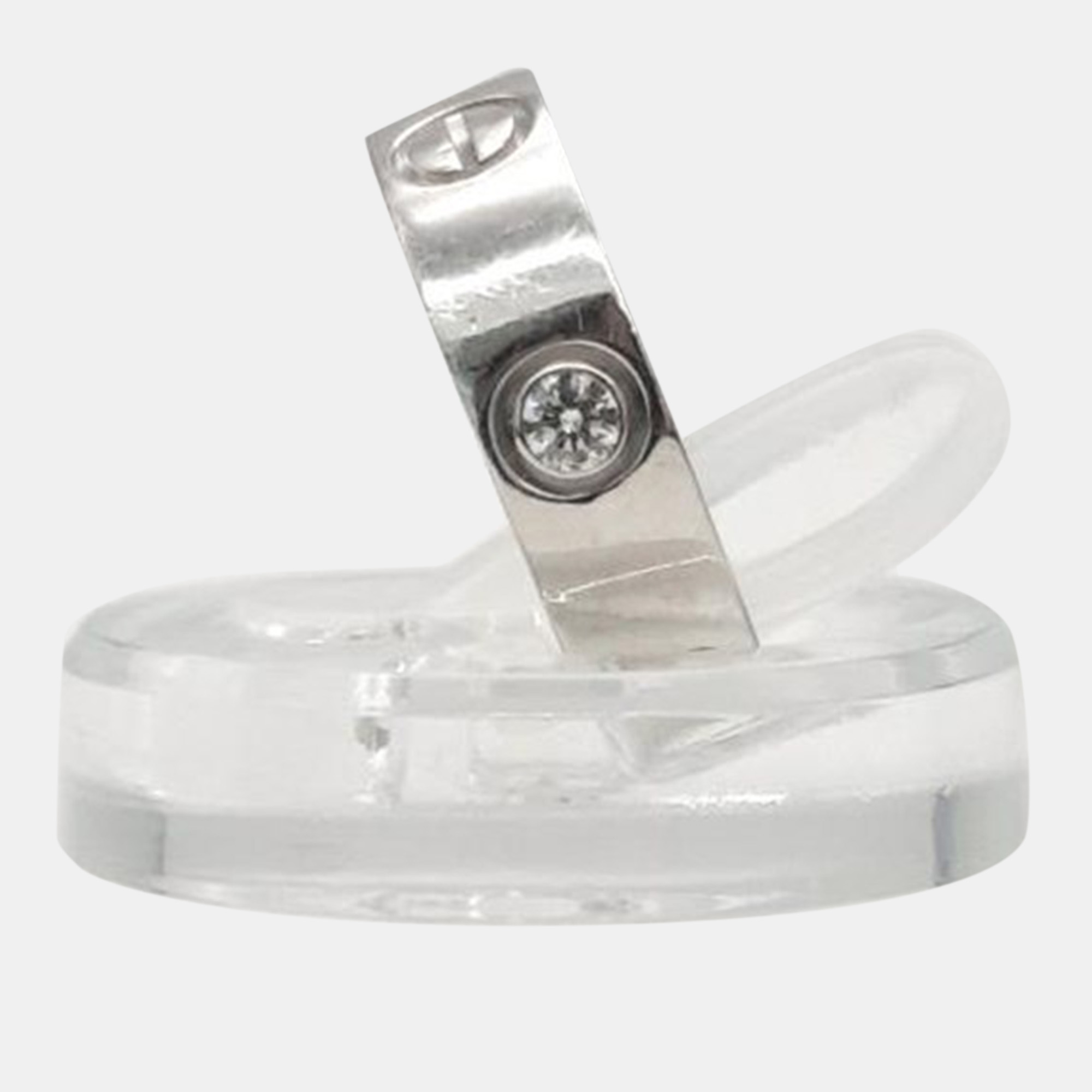 Cartier 18K White Gold And Diamond Love Band Ring EU 50