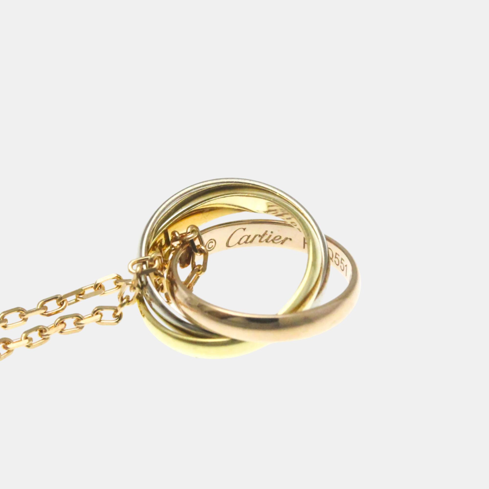 Cartier 18k yellow gold, 18k rose gold and 18k white gold trinity pendant chain necklace