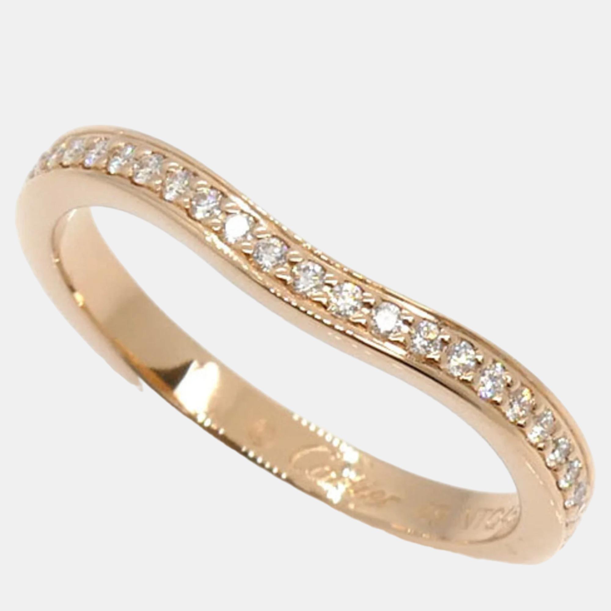 Cartier 18k rose gold and diamond ballerine curve band ring eu 49