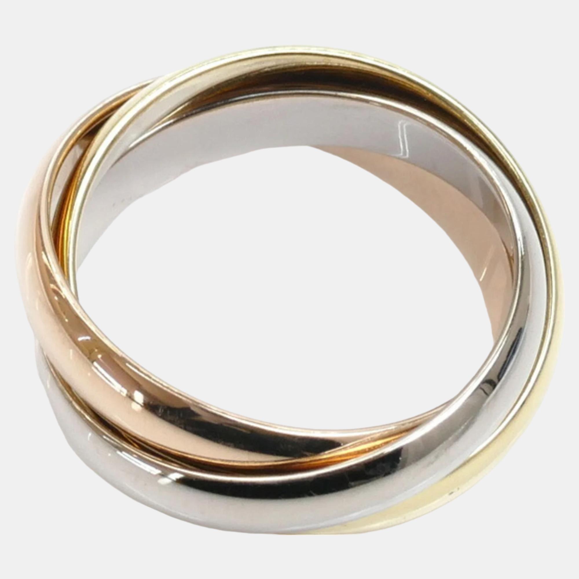 Cartier 18K Yellow Gold, Rose Gold and White Gold Trinity Band Ring EU 52
Cartier 18K Yellow Gold, Rose Gold and White Gold Trinity Band Ring EU 52