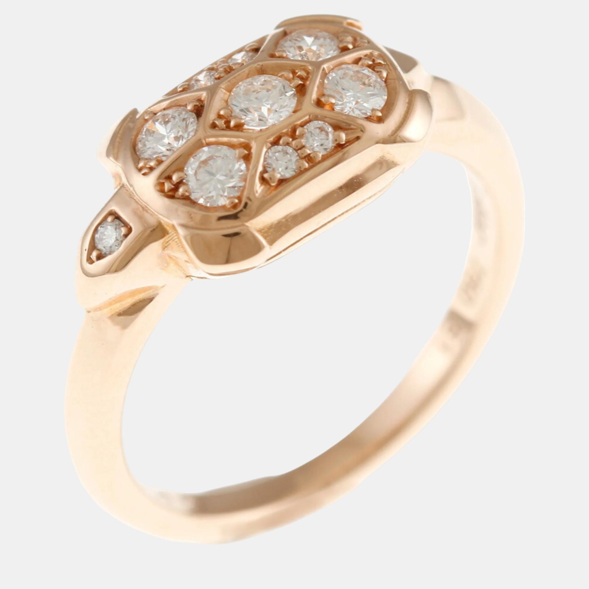 Cartier 18k rose gold and diamond tortoise ring eu 51