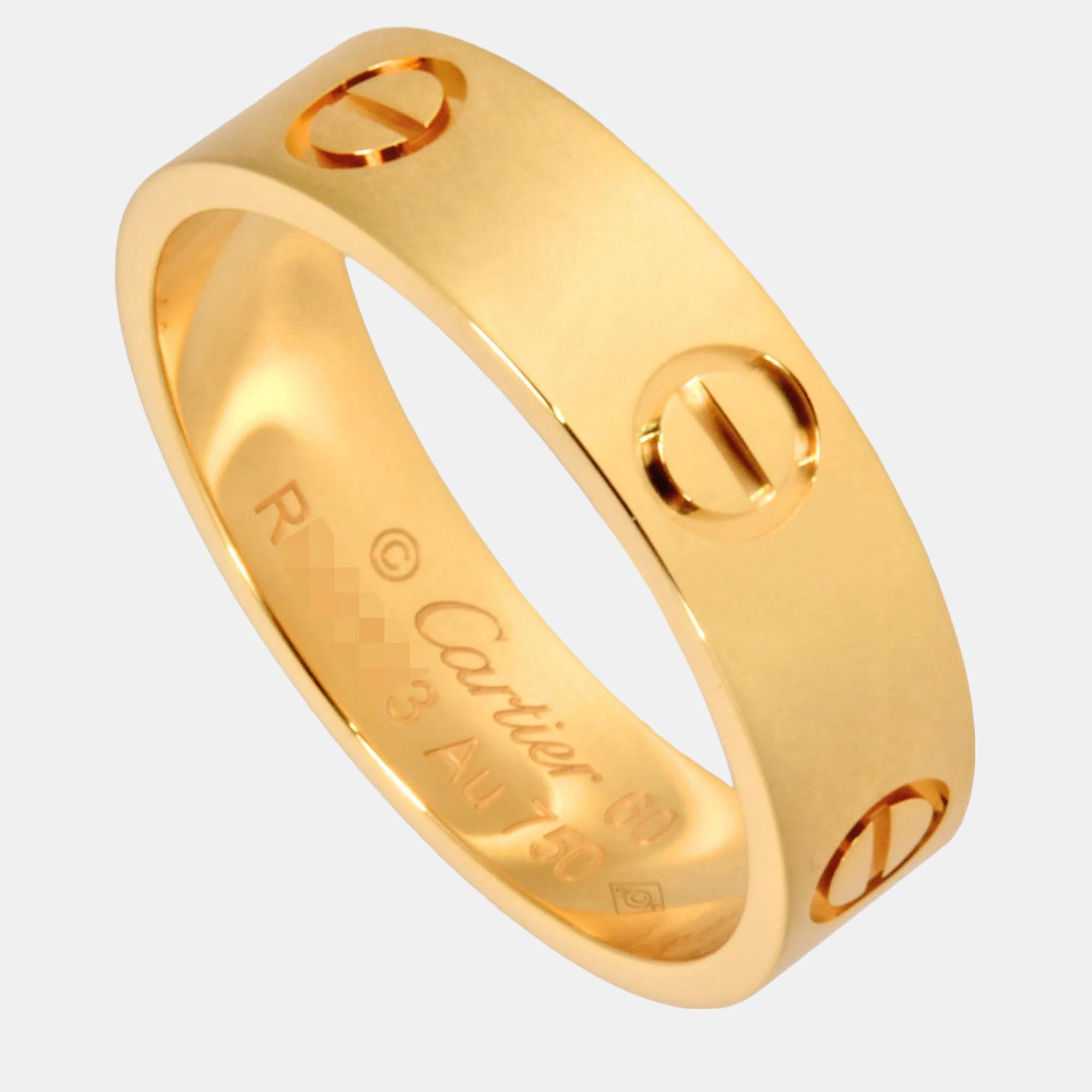 Cartier 18k yellow gold love band ring eu 60