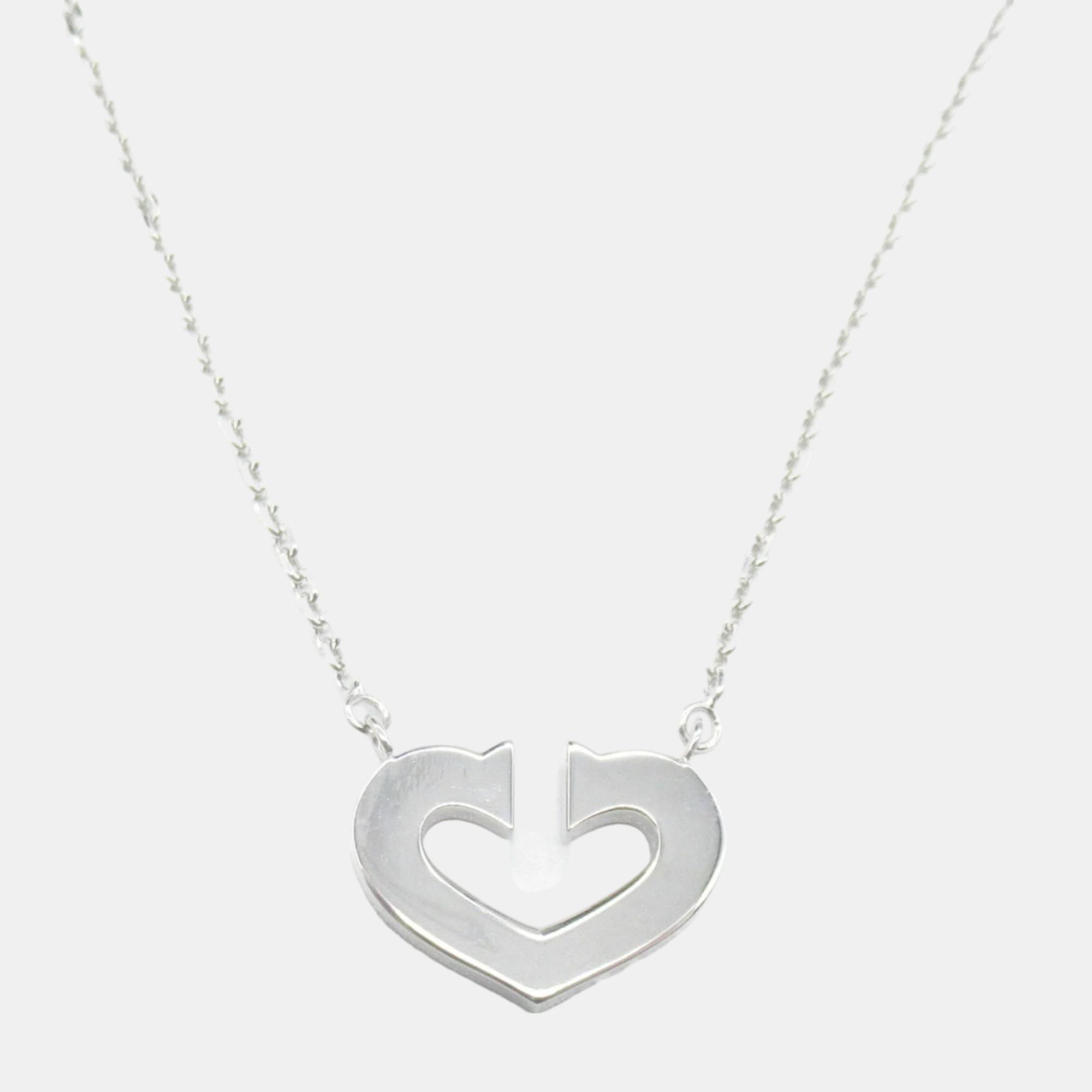 Cartier 18k white gold heart c pendant necklace