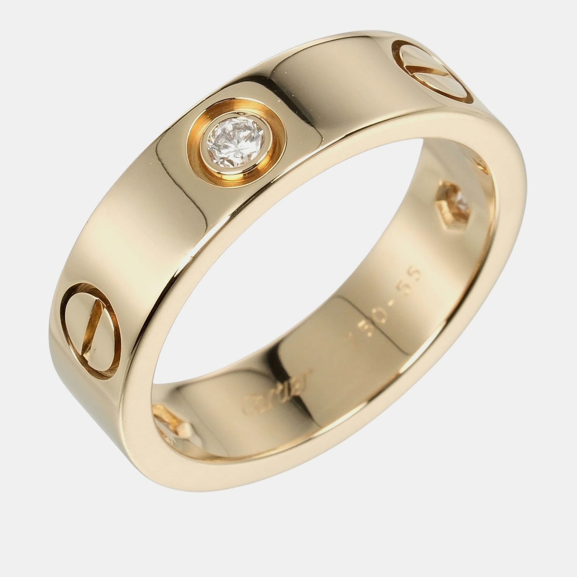 Cartier 18k yellow gold and diamond love band ring eu 55