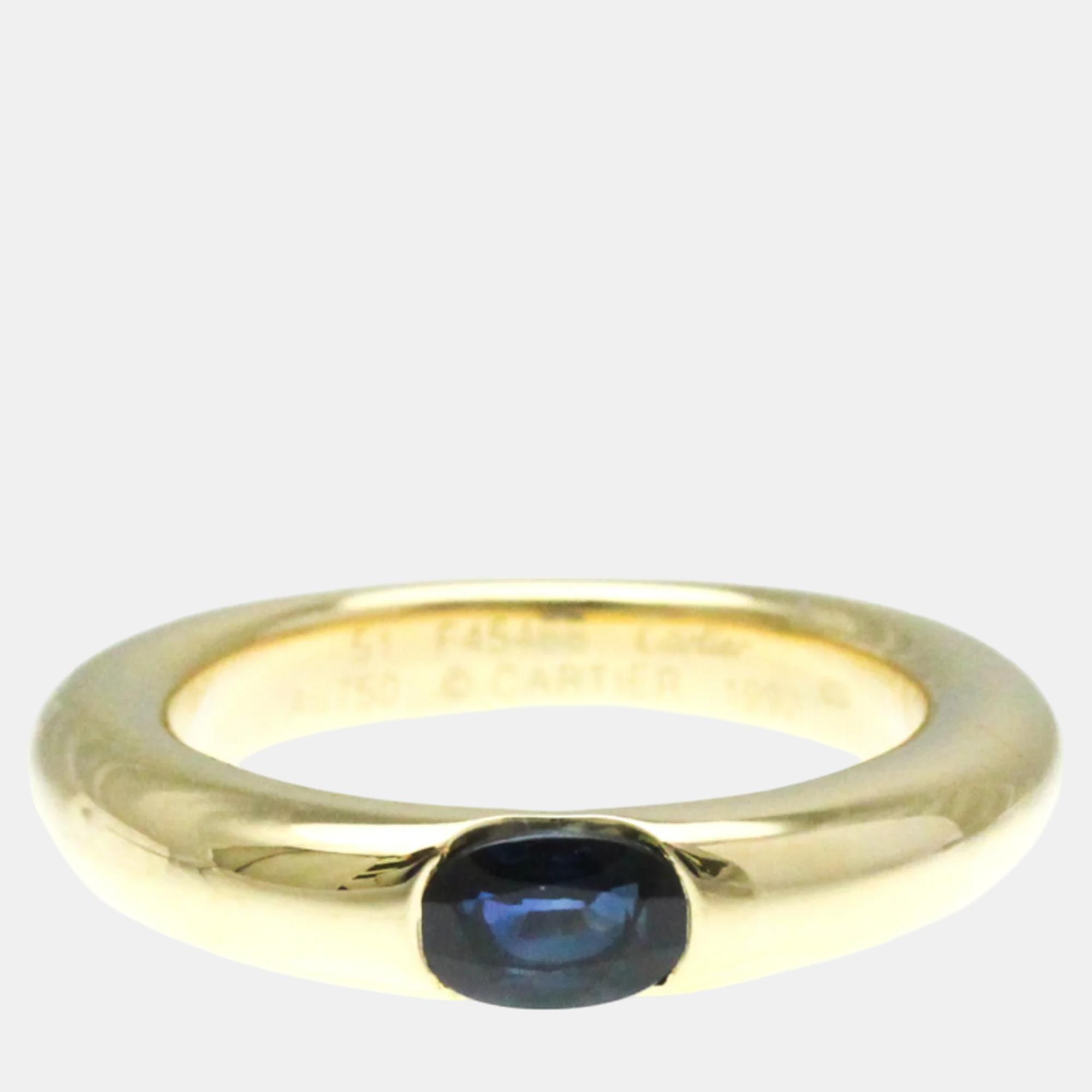 Cartier 18k yellow gold and sapphire ellipse band ring eu 51