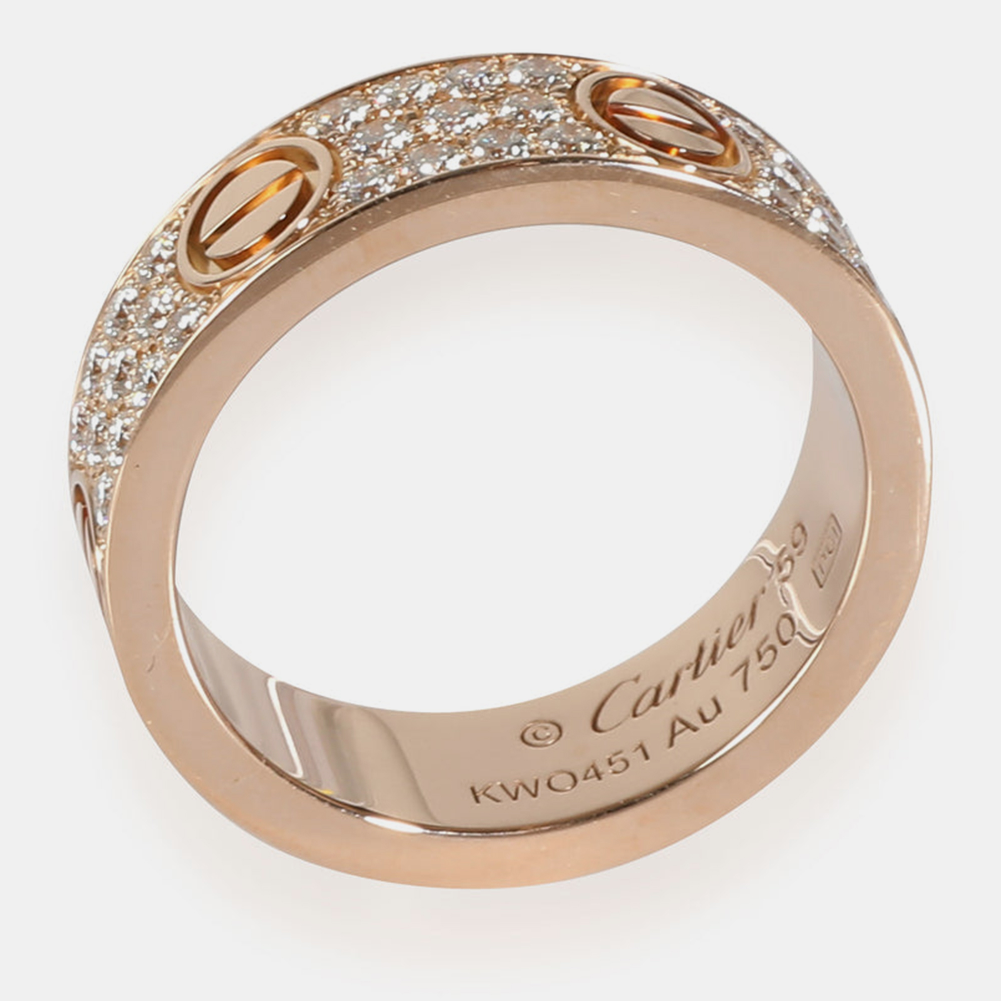 Cartier Rose Gold Diamond Paved Love Ring