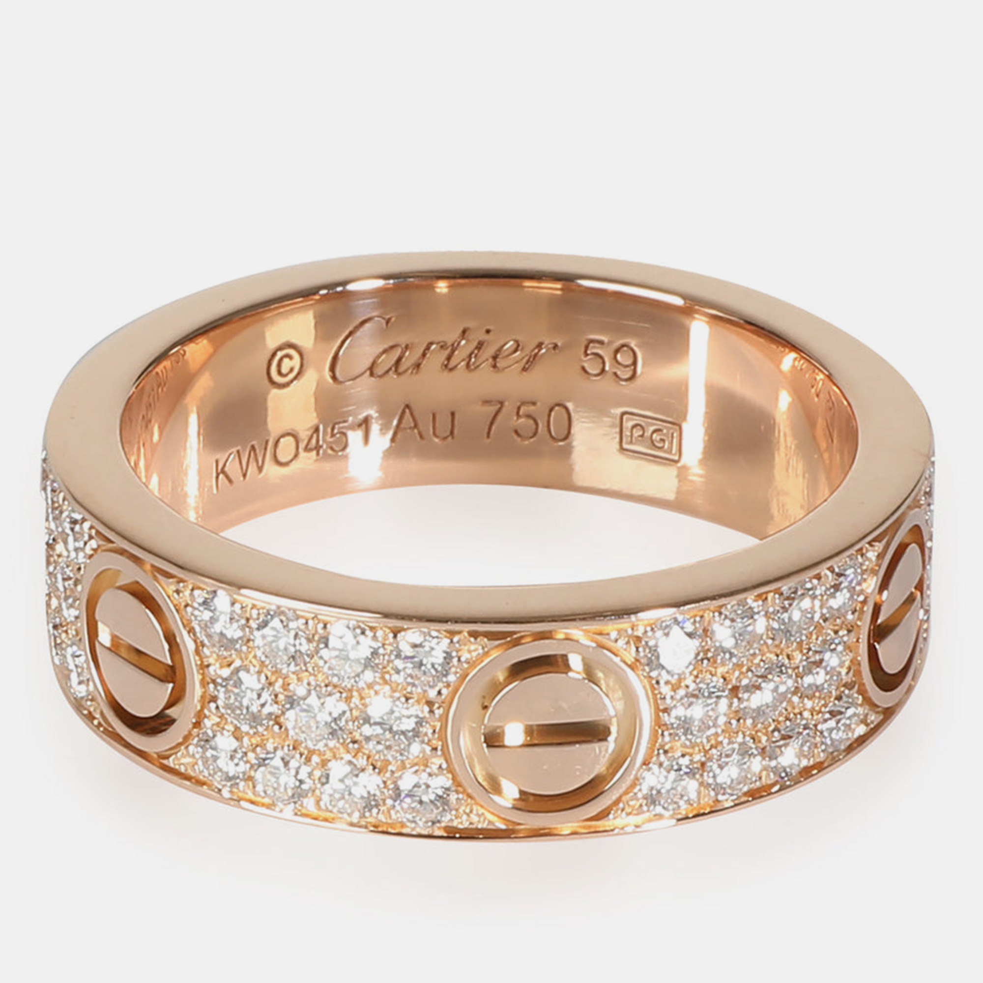 Cartier Rose Gold Diamond Paved Love Ring