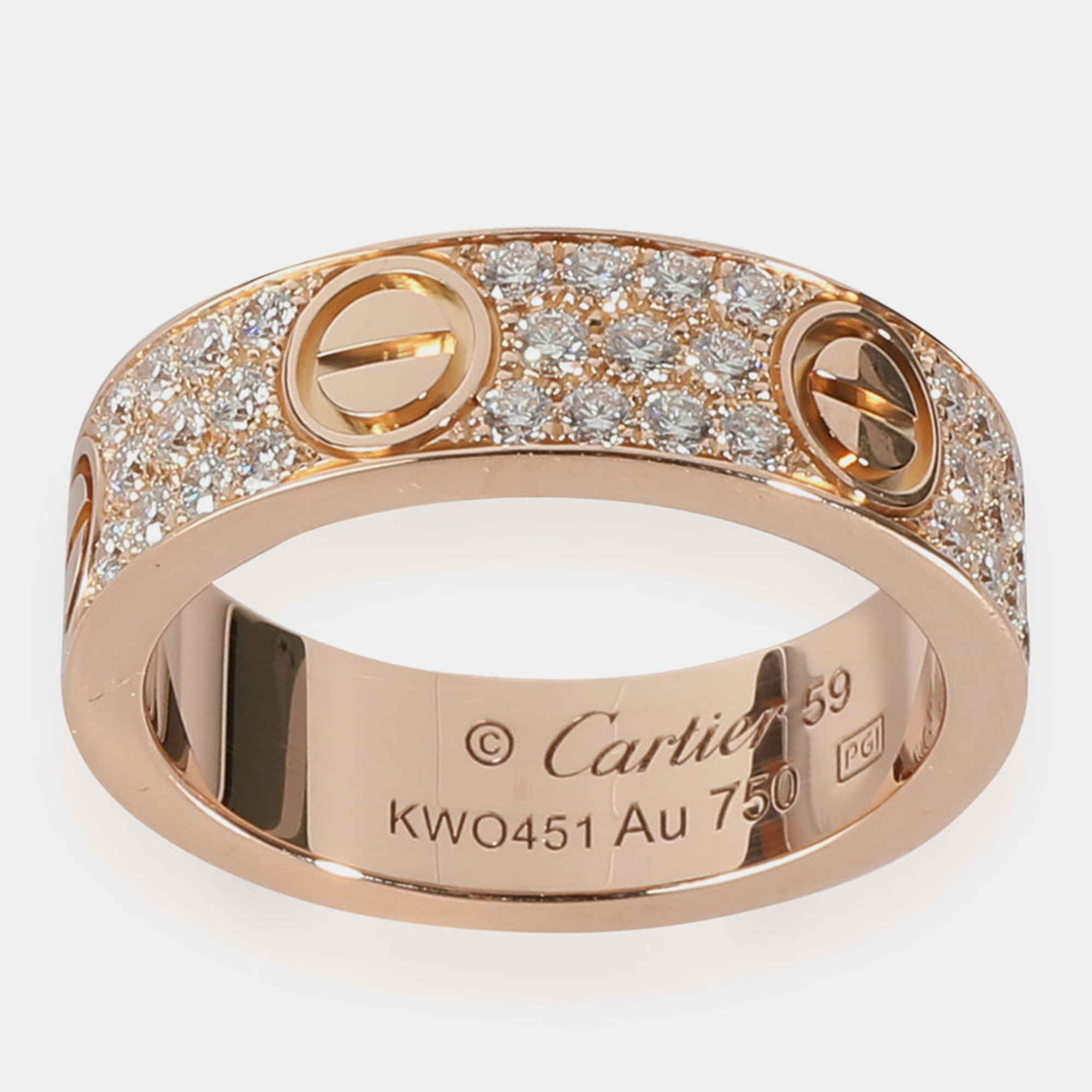 Cartier Rose Gold Diamond Paved Love Ring