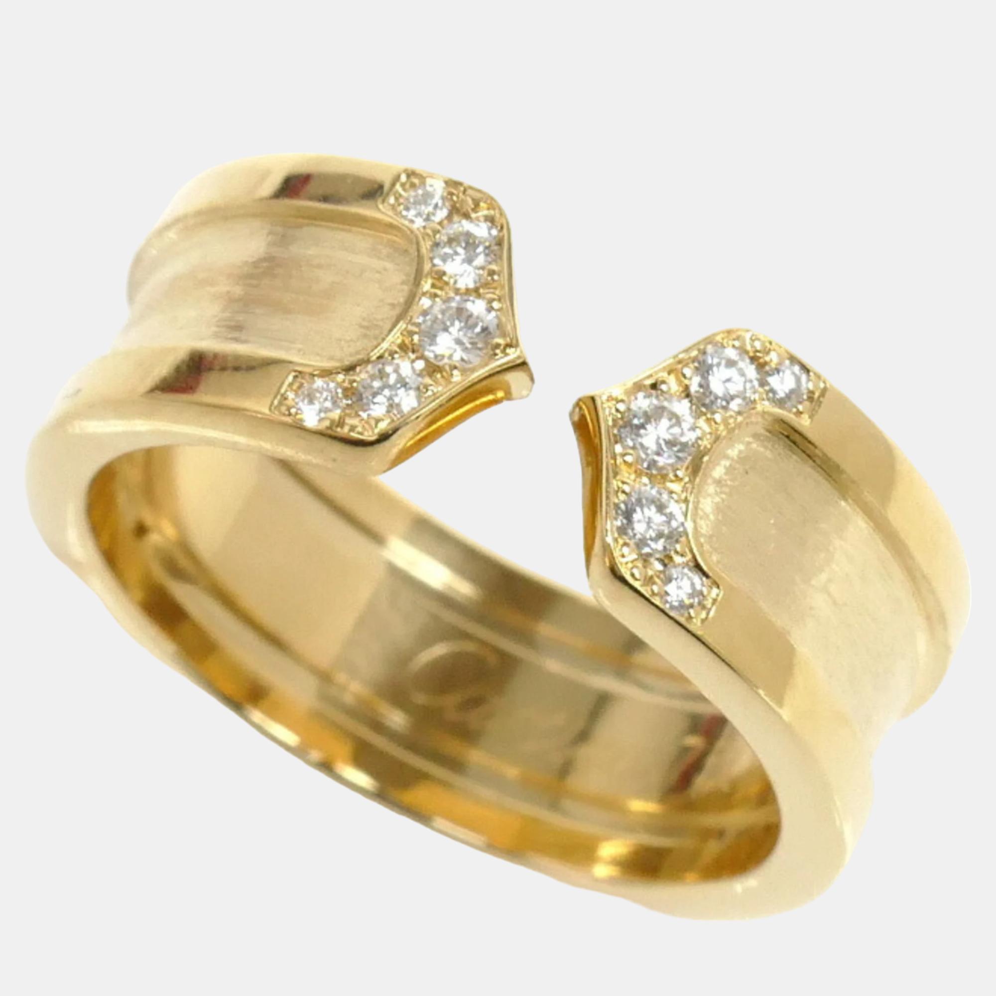 Cartier 18k yellow gold and diamond c de cartier band ring eu 48
