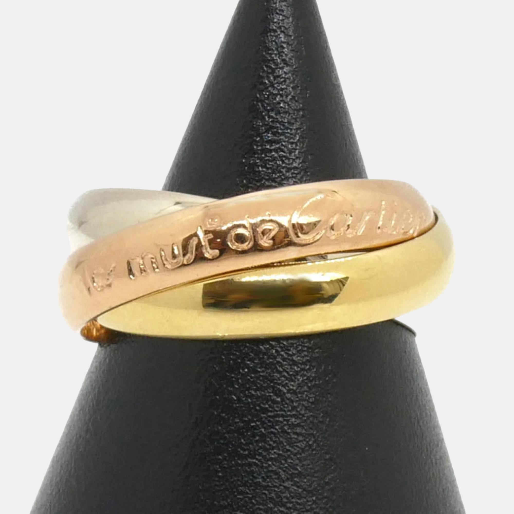 Cartier 18k yellow, rose, white gold trinity band ring eu 47