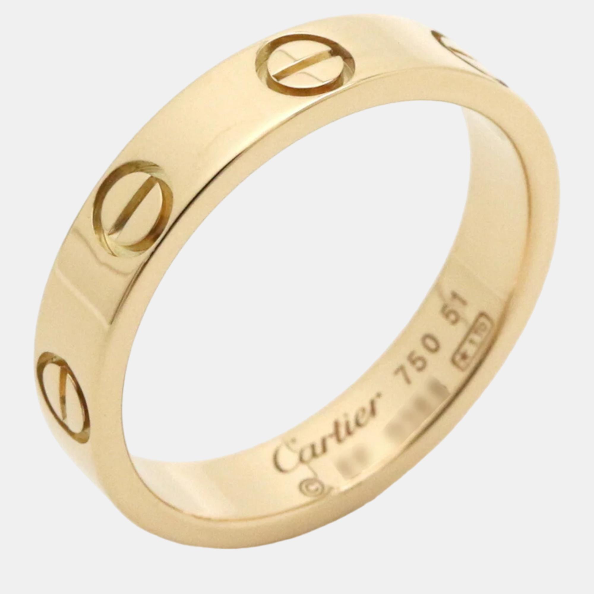 Cartier 18k yellow gold love band ring eu 51
