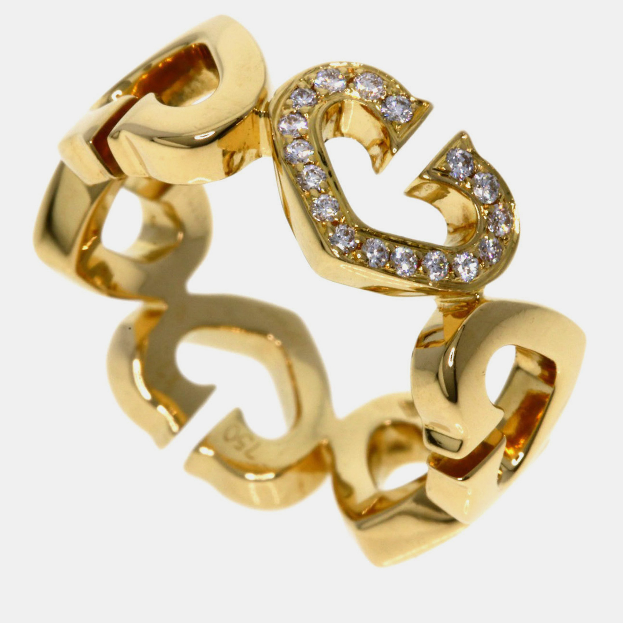 Cartier 18k yellow gold and diamond c heart of cartier band ring eu 47