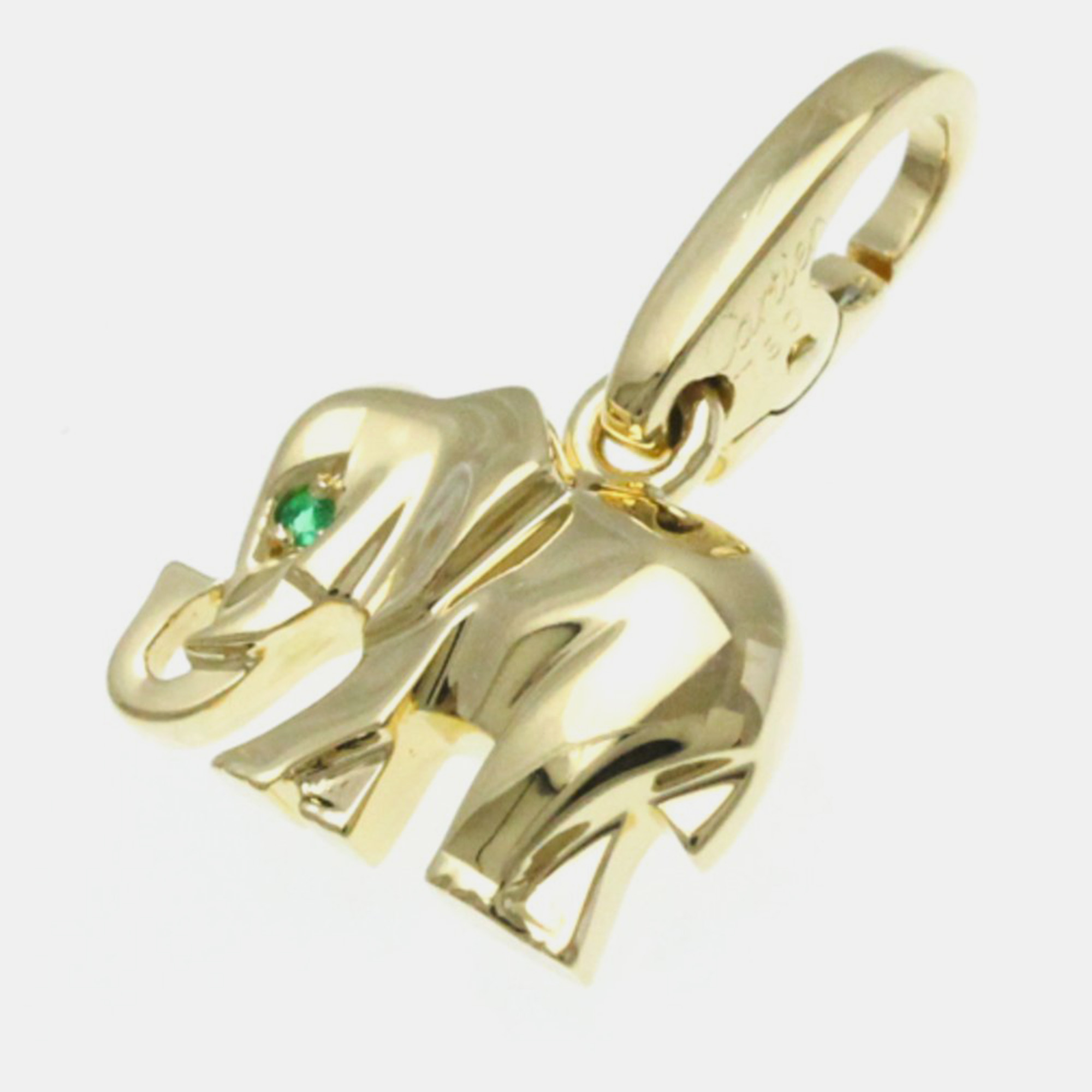 Cartier 18k yellow gold and emerald candy elephant charm