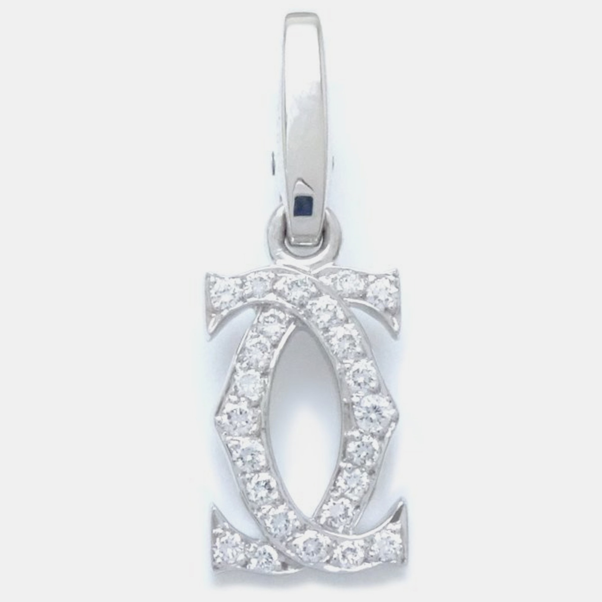 Cartier 18k white gold and diamond double c charm