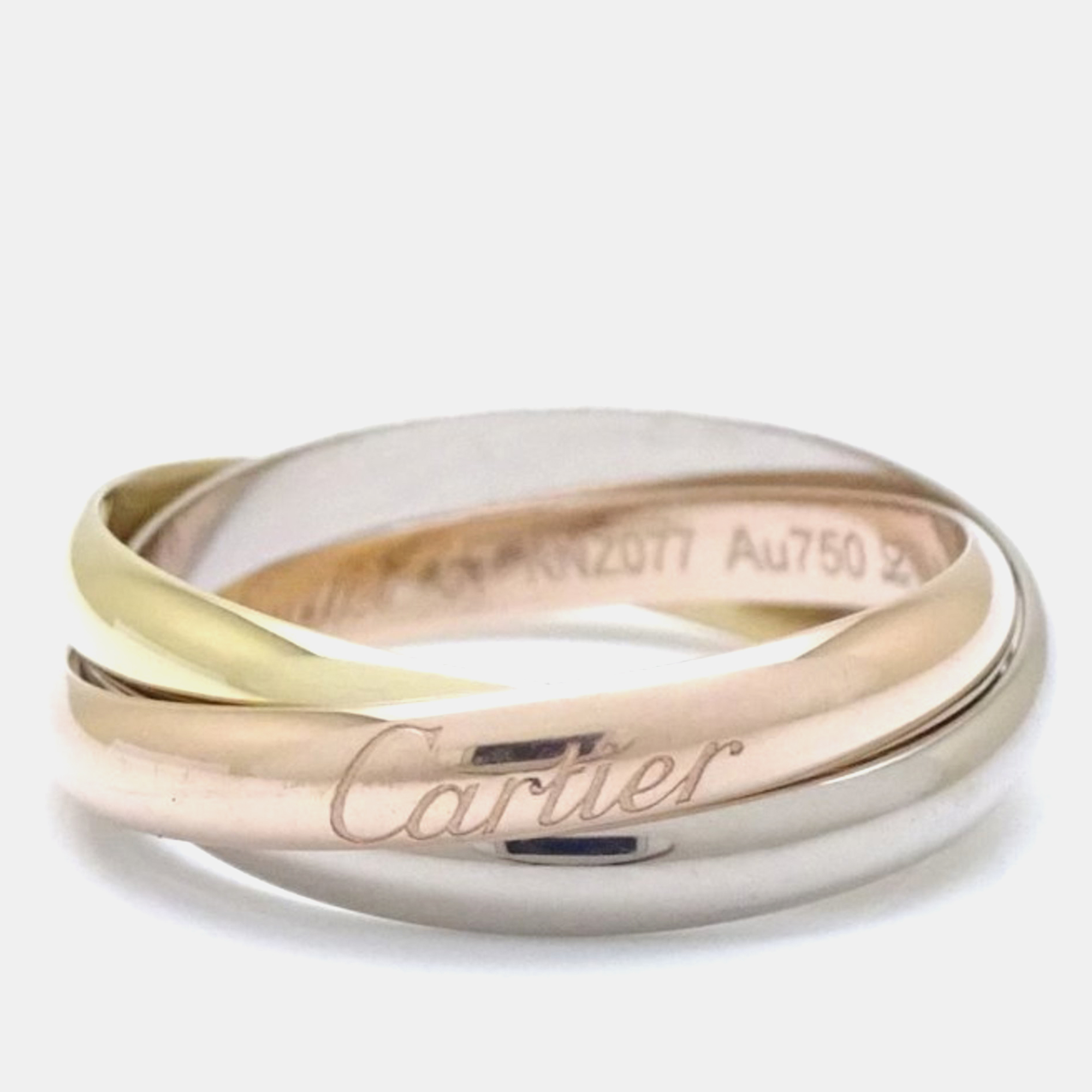 Cartier 18k yellow, rose, white gold trinity band ring eu 57