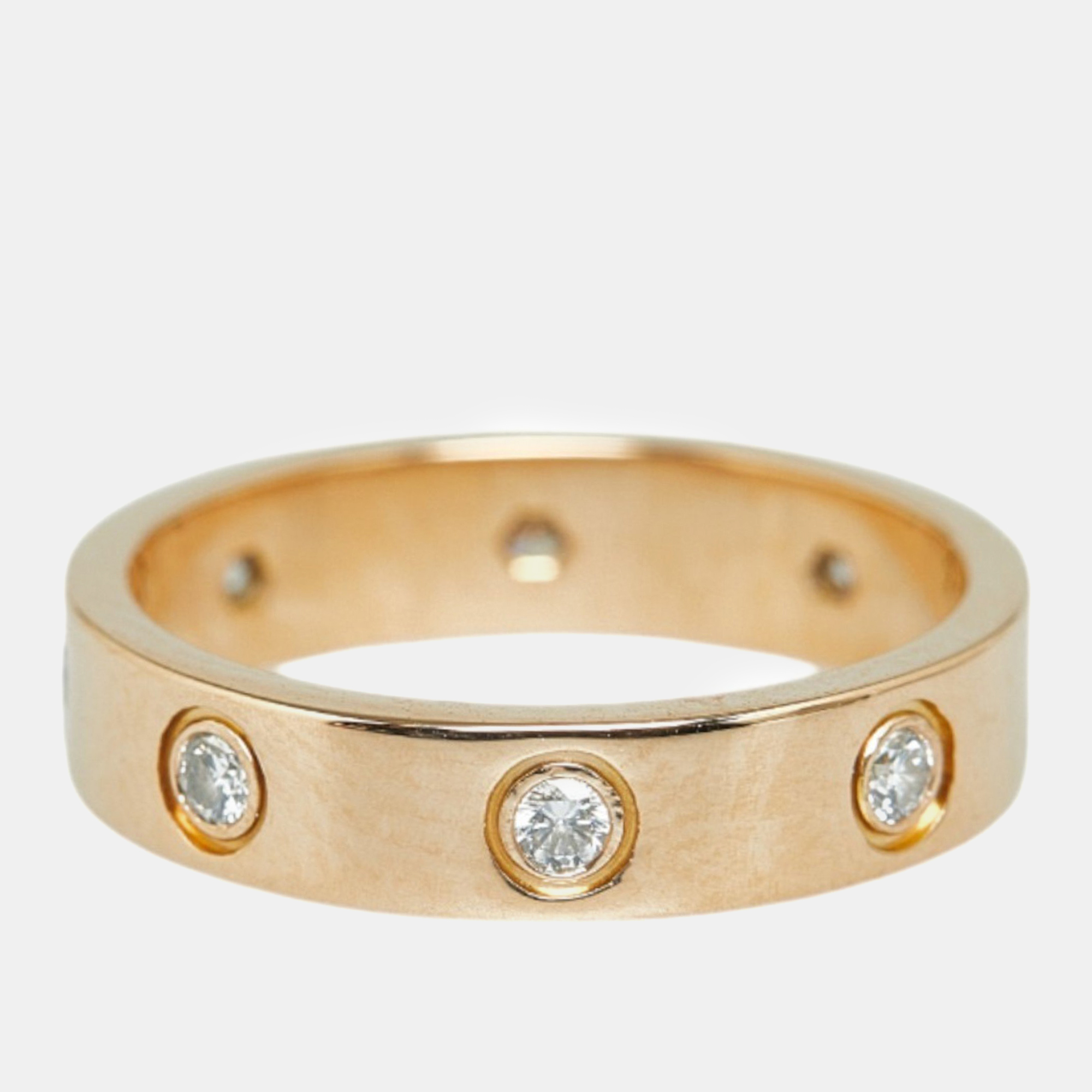 Cartier 18k rose gold and diamond love band ring eu 48