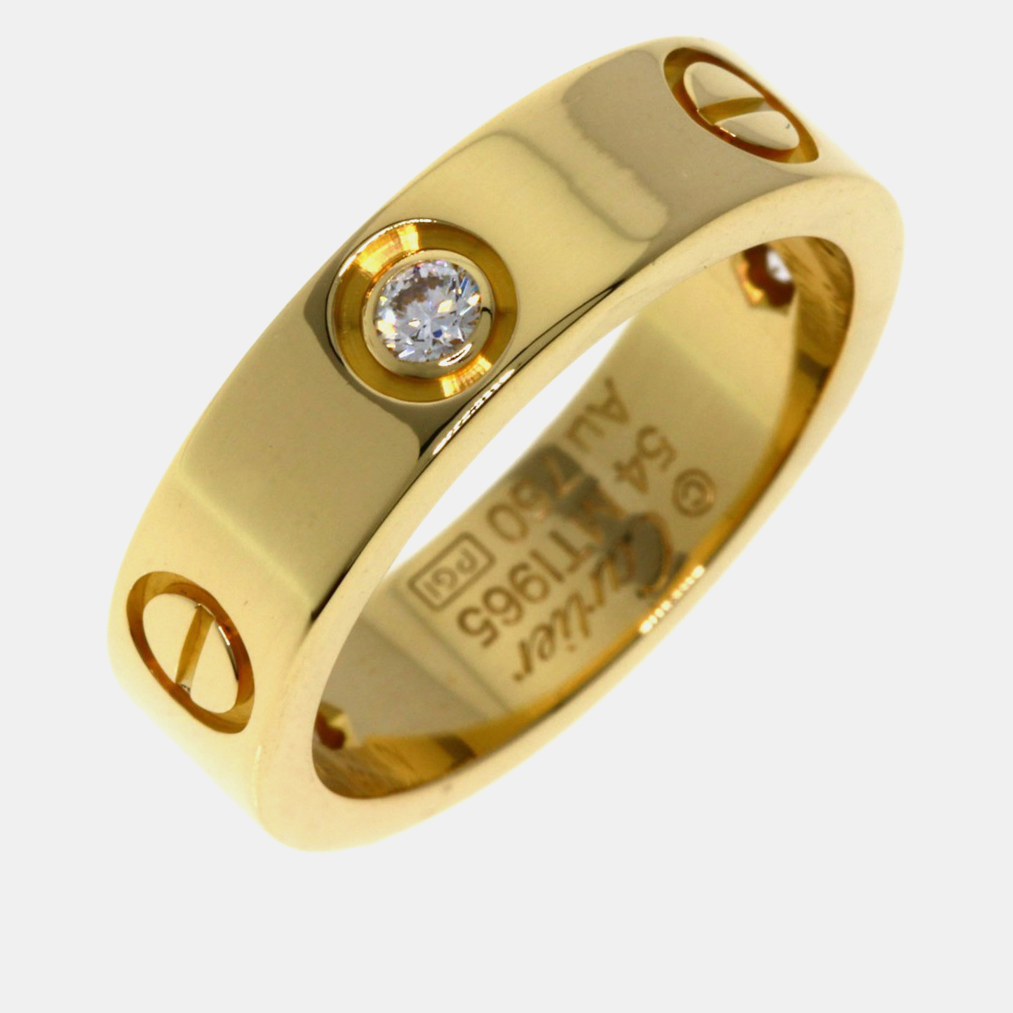 Cartier 18k yellow gold and diamond love band ring eu 54