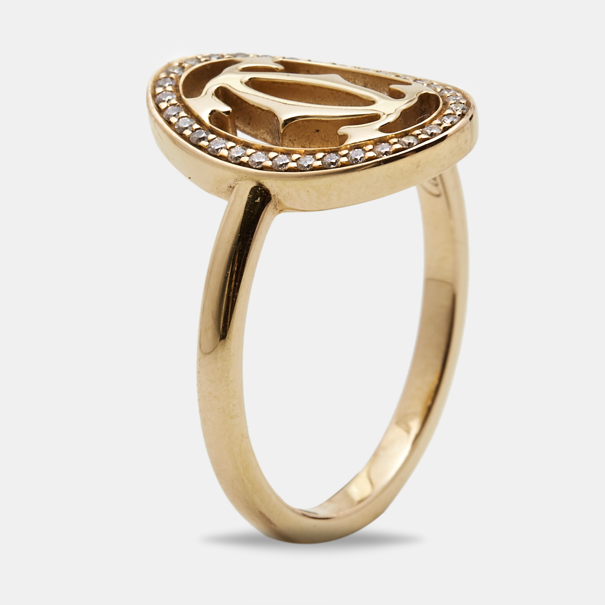 Cartier c de cartier diamonds 18k rose gold ring size 54