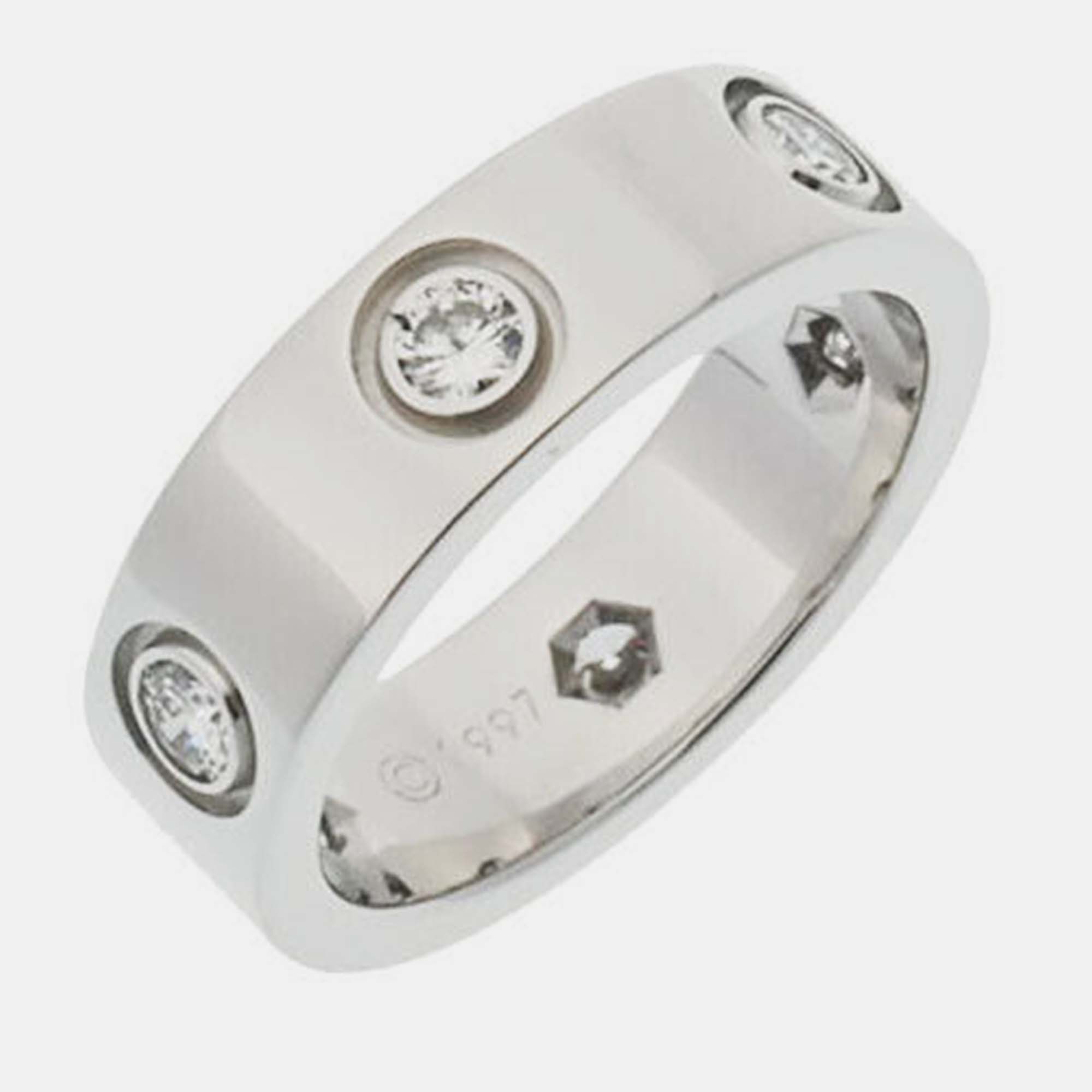 Cartier 18k white gold diamond love ring size 49