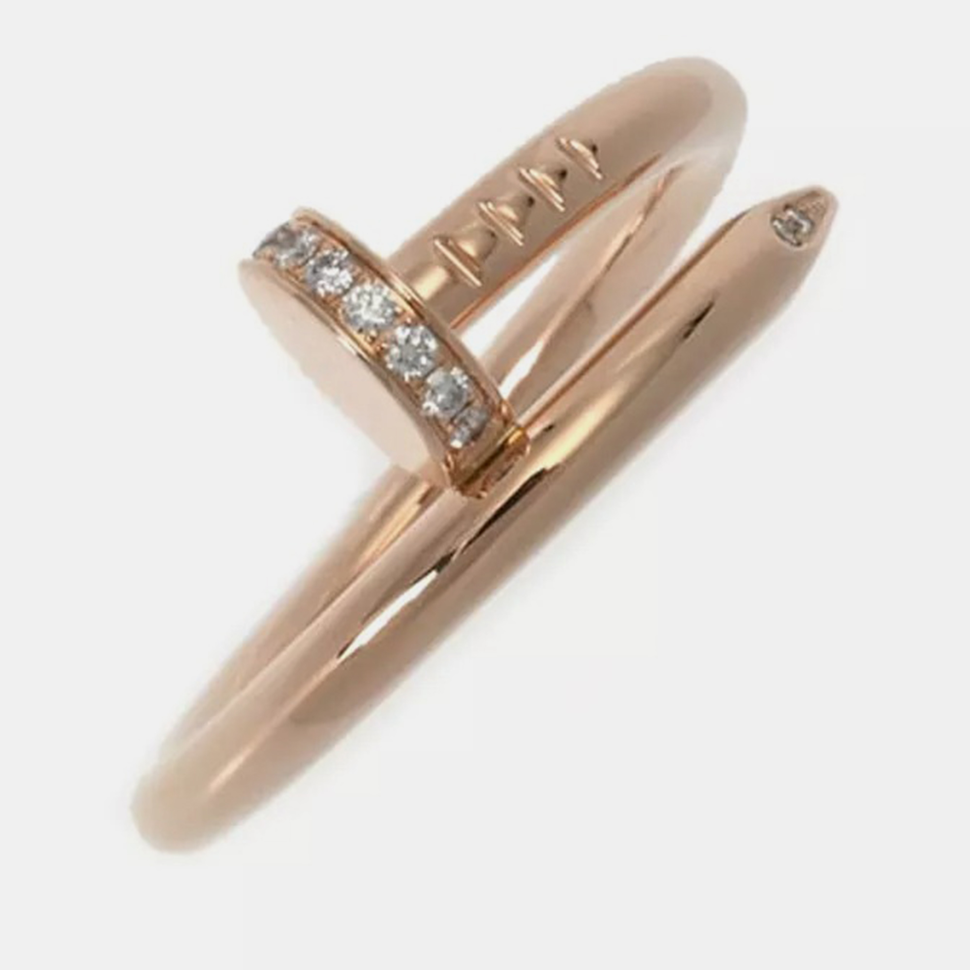 Cartier 18k pink gold juste un clou diamond ring size 58