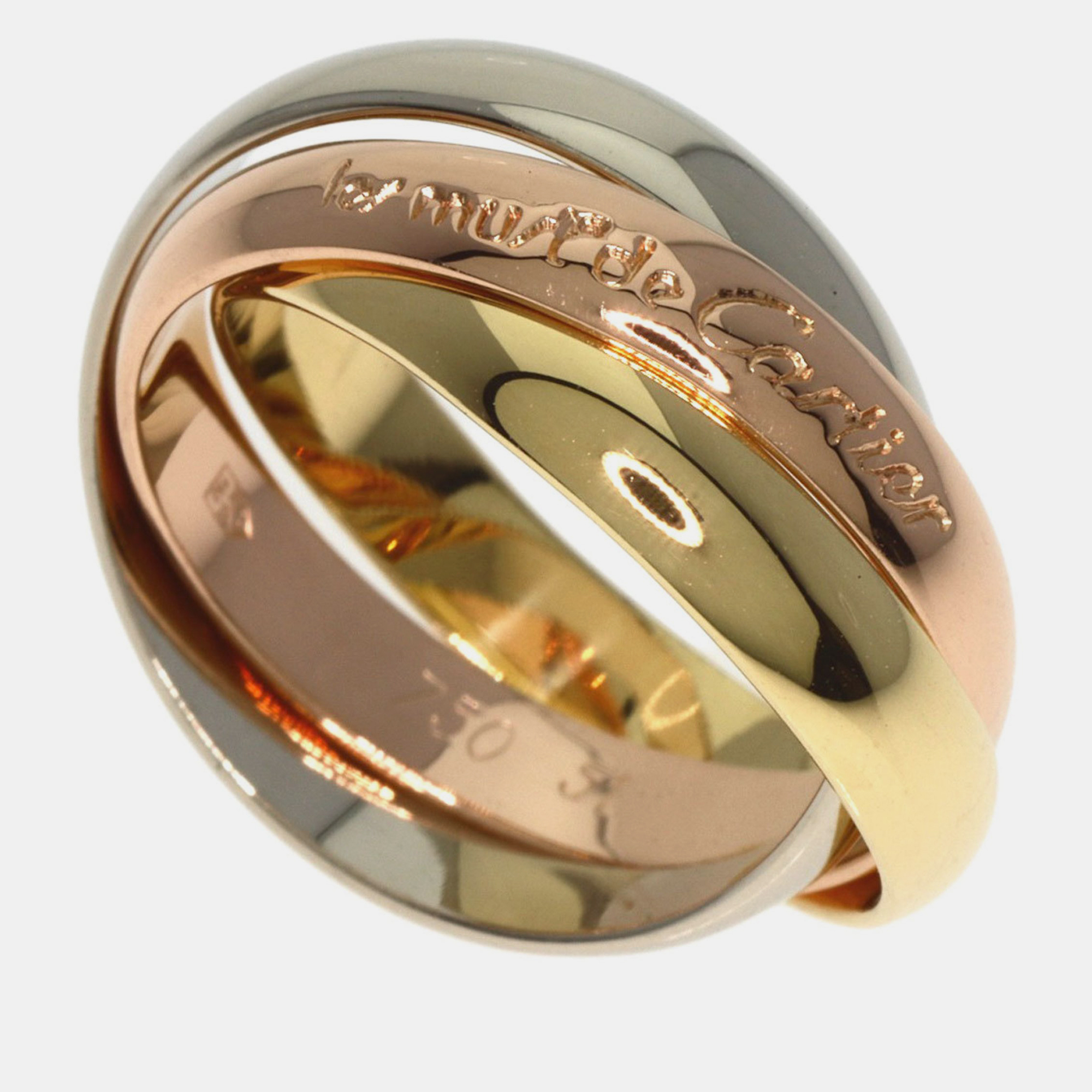 Cartier 18k yellow, rose, white gold trinity band ring eu 51