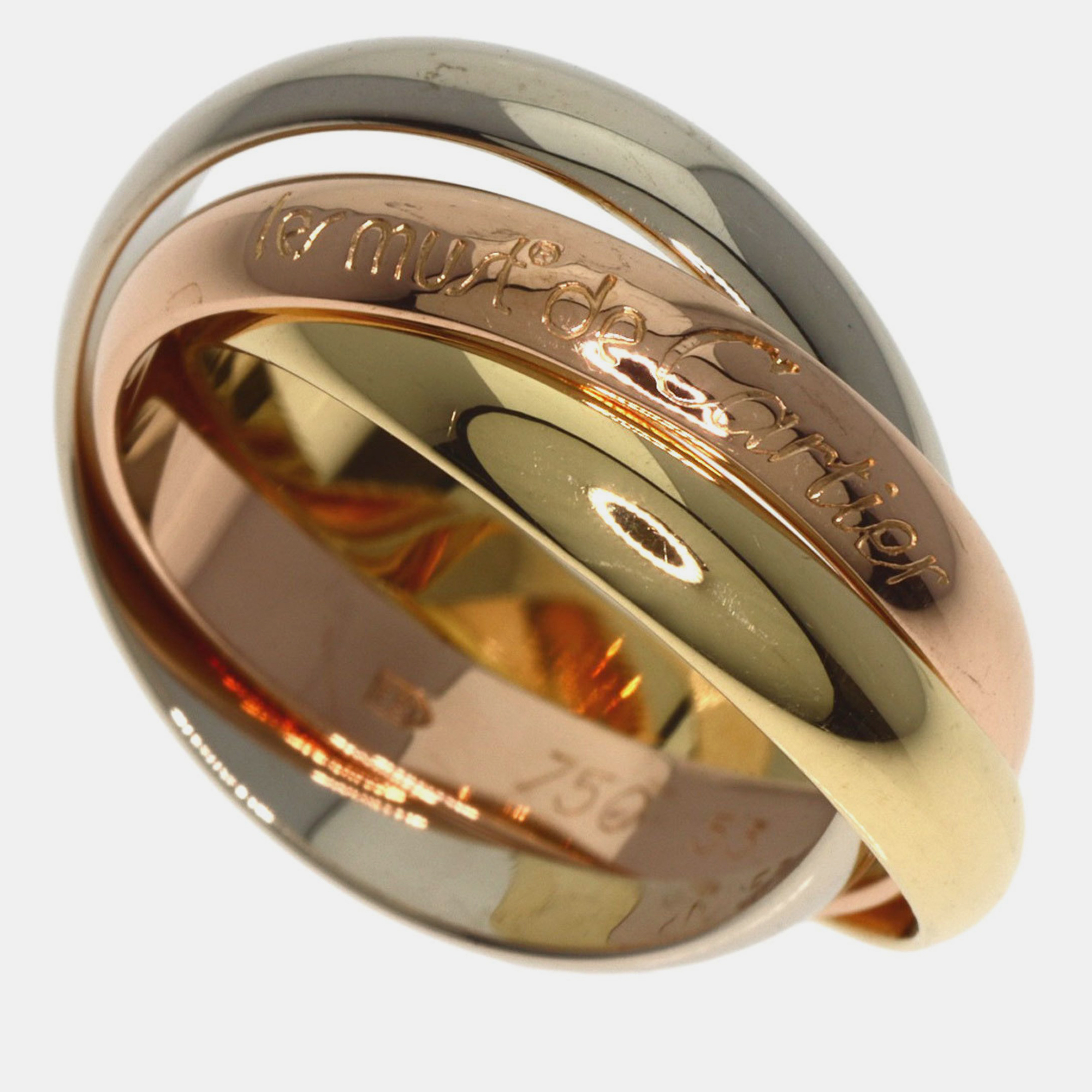 Cartier 18k yellow, rose, white gold trinity band ring eu 53