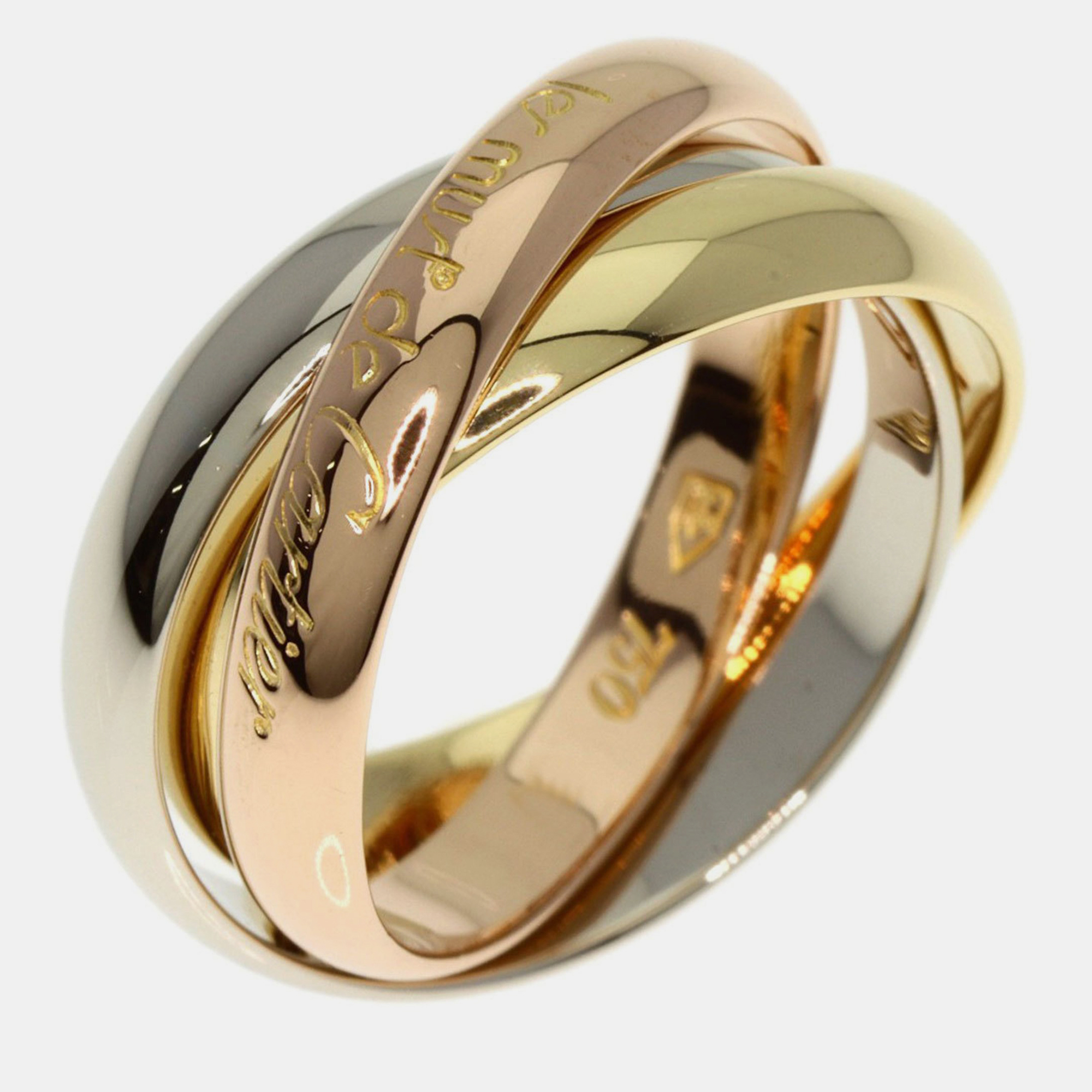 Cartier 18k yellow, rose, white gold trinity band ring eu 54
