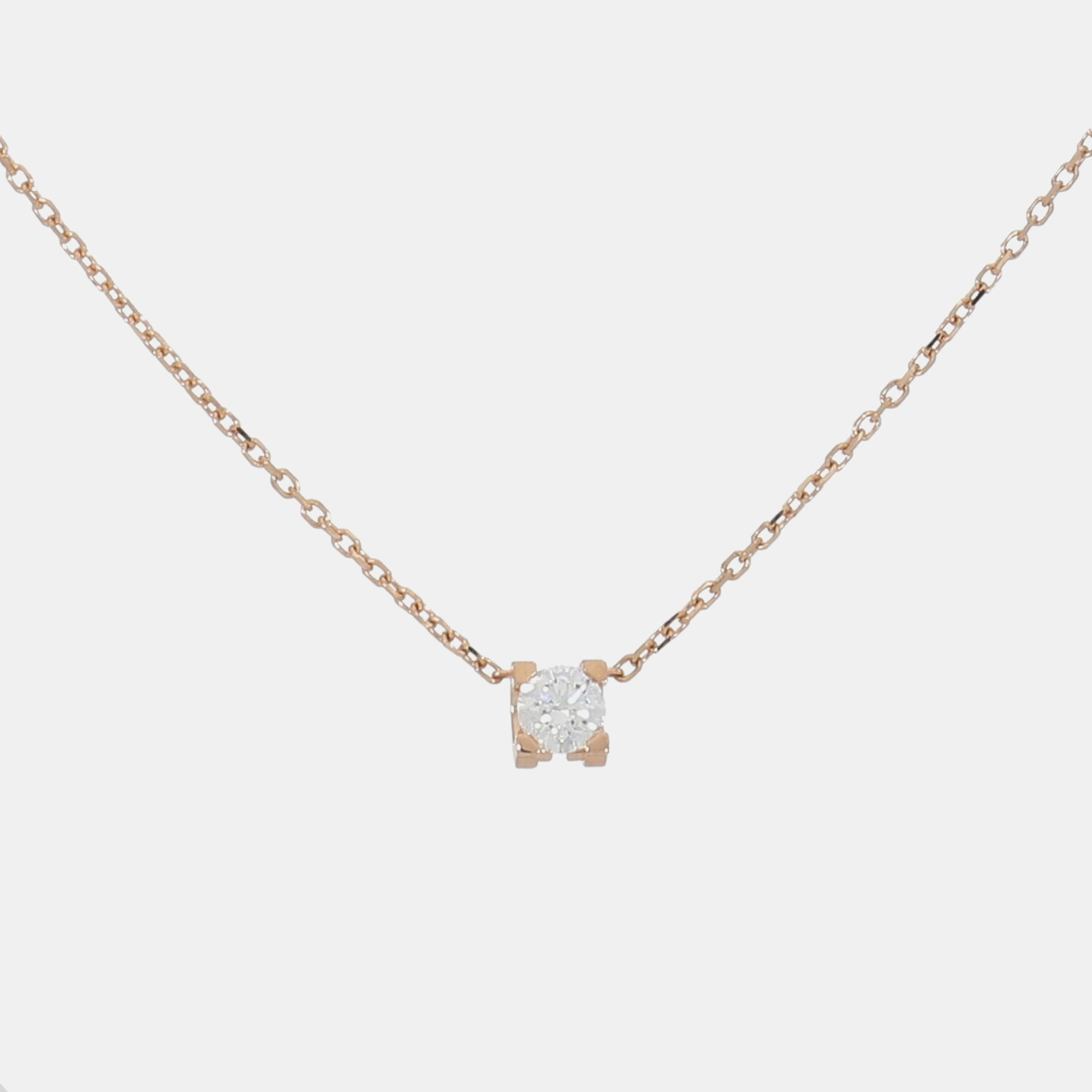Cartier 18k rose gold and diamond c de cartier pendant necklace