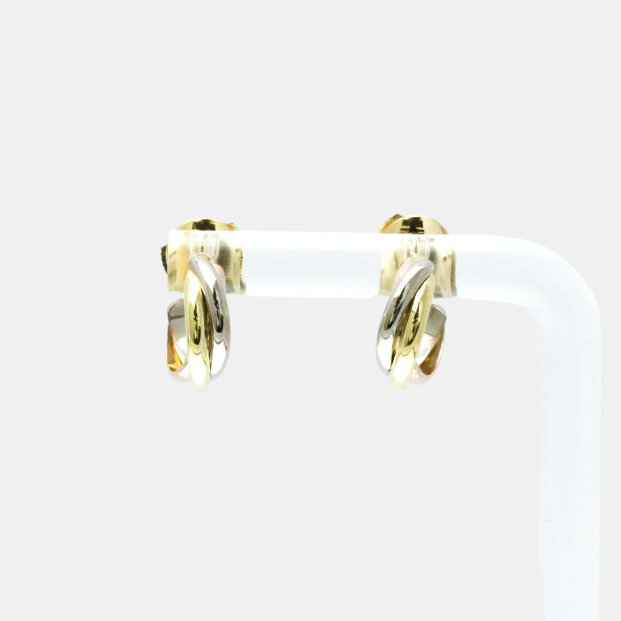 Cartier 18k yellow, rose, white gold trinity hoop earrings