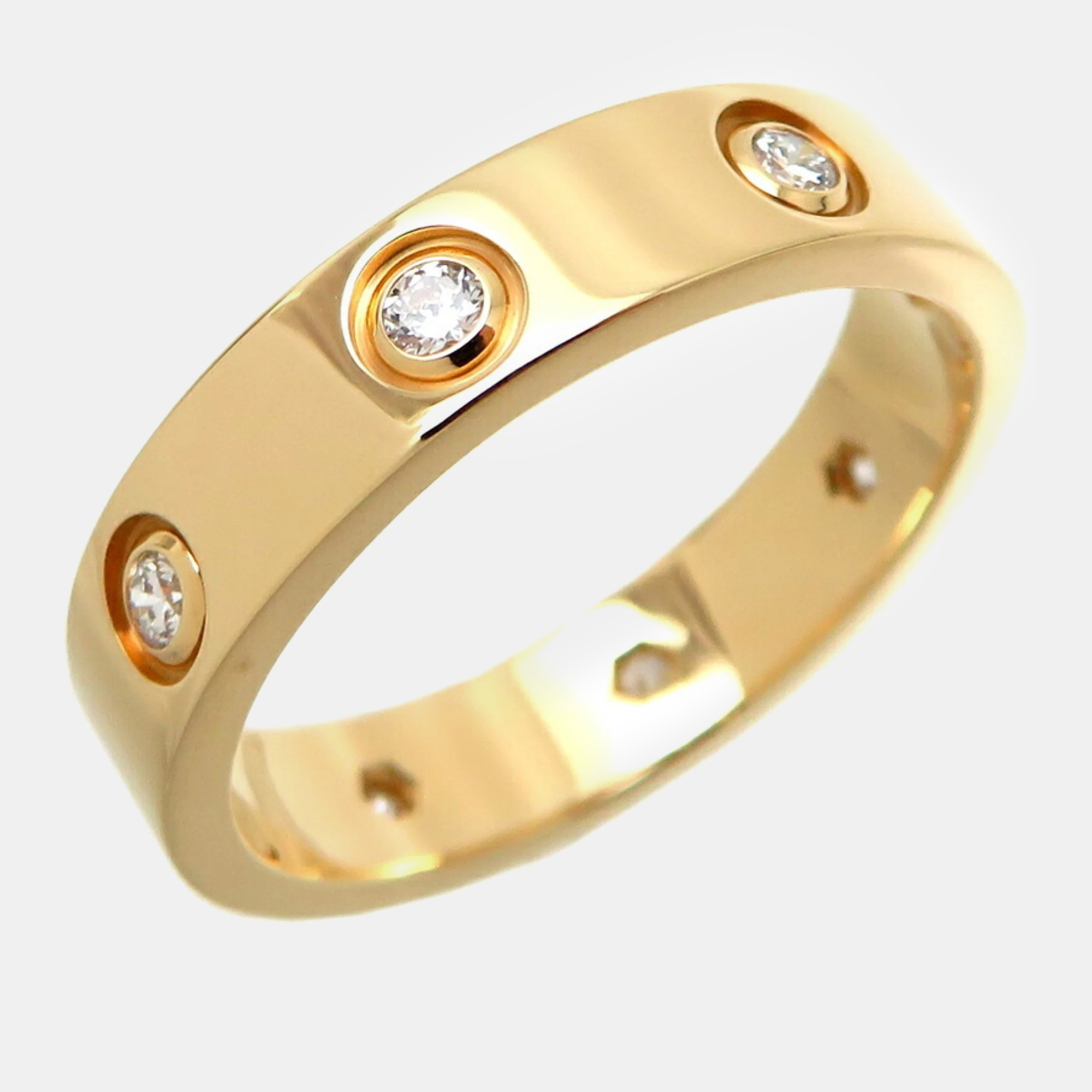 Cartier 18k yellow gold and 8 diamond love band ring eu 50