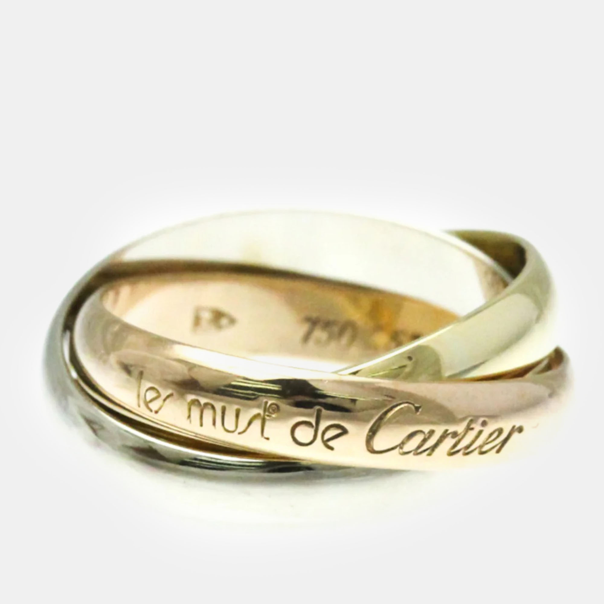 Cartier 18k yellow, rose, white gold trinity band ring eu 52
