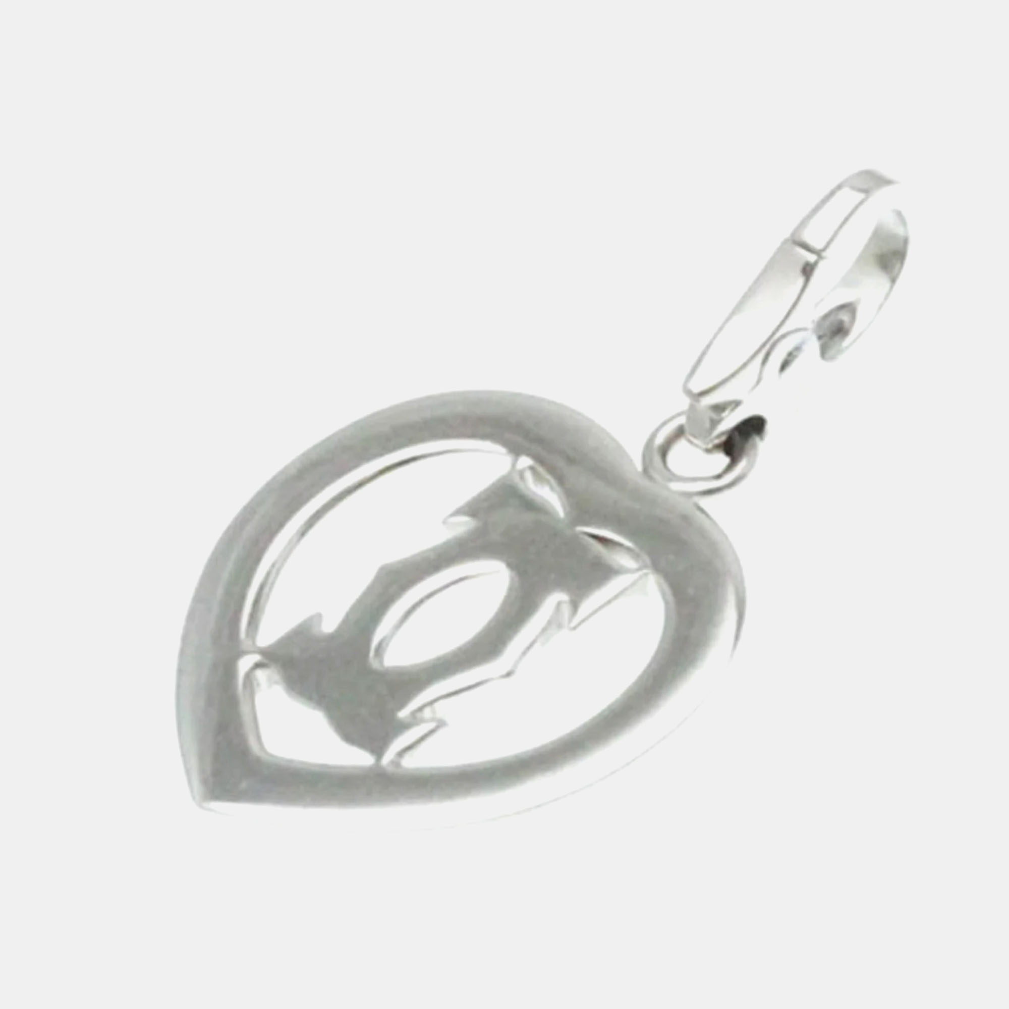 Cartier 18K White Gold And Diamond Double C Heart Charm