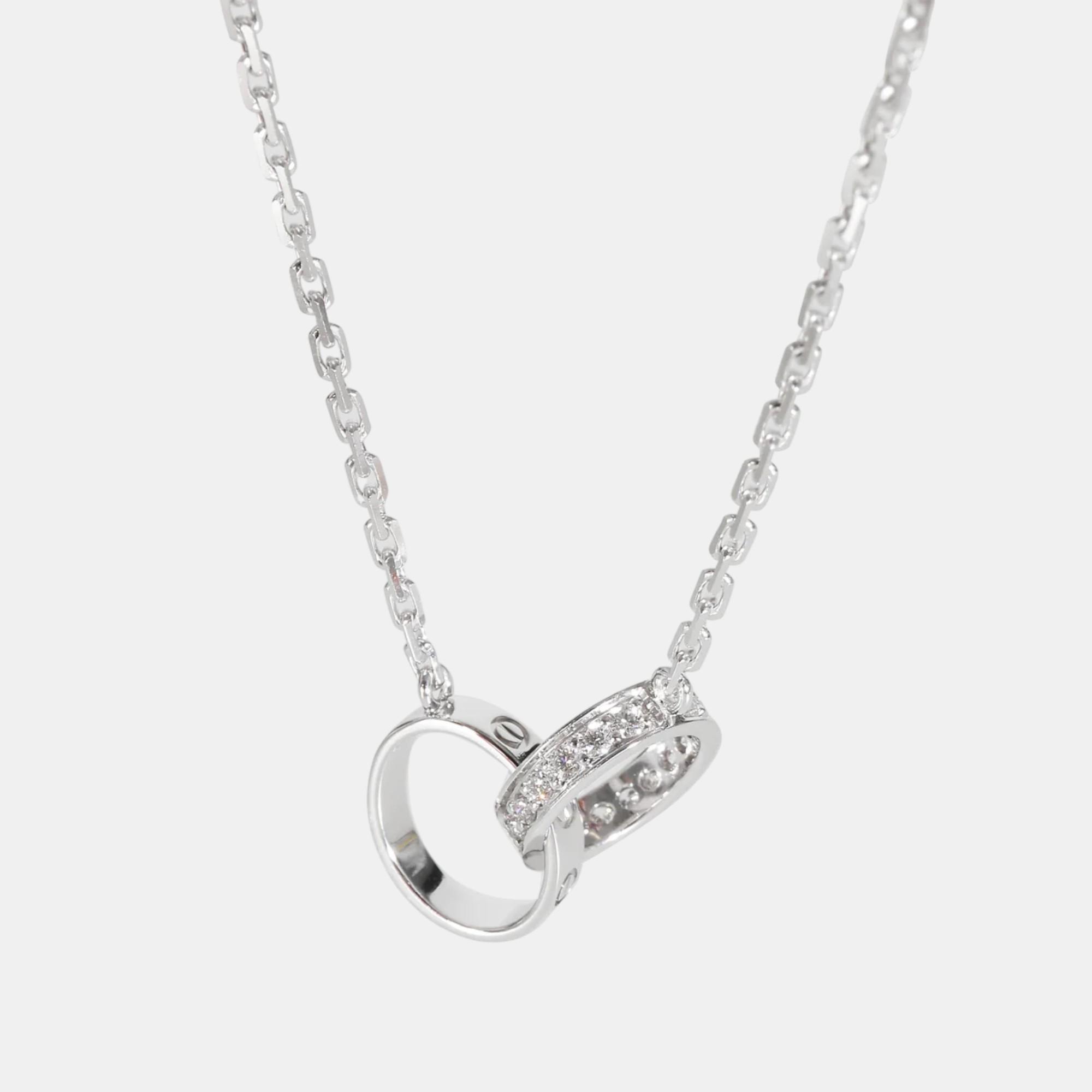 Cartier white gold diamonds love necklace