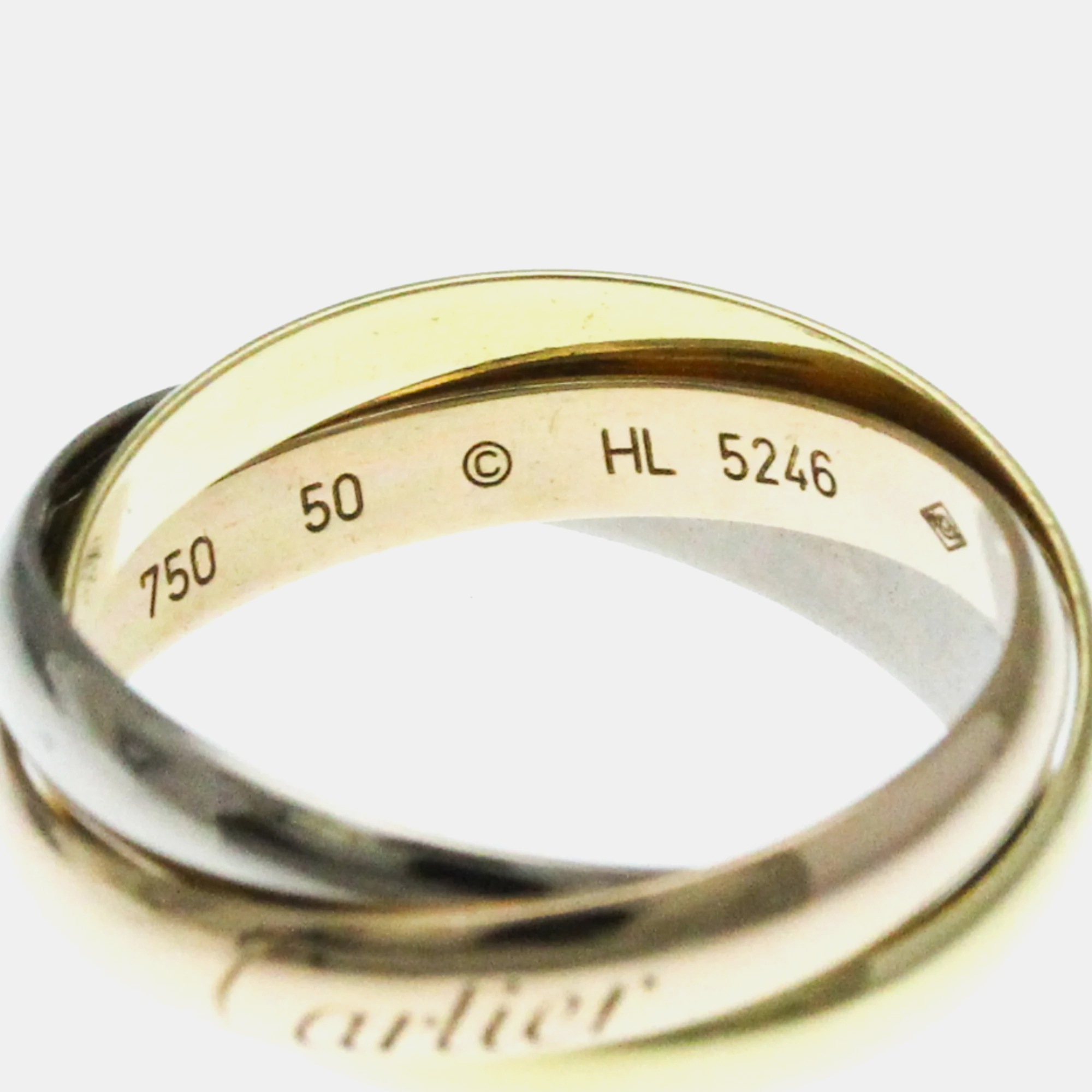 Cartier 18k Yellow, Rose, White Gold Trinity Ring EU 50