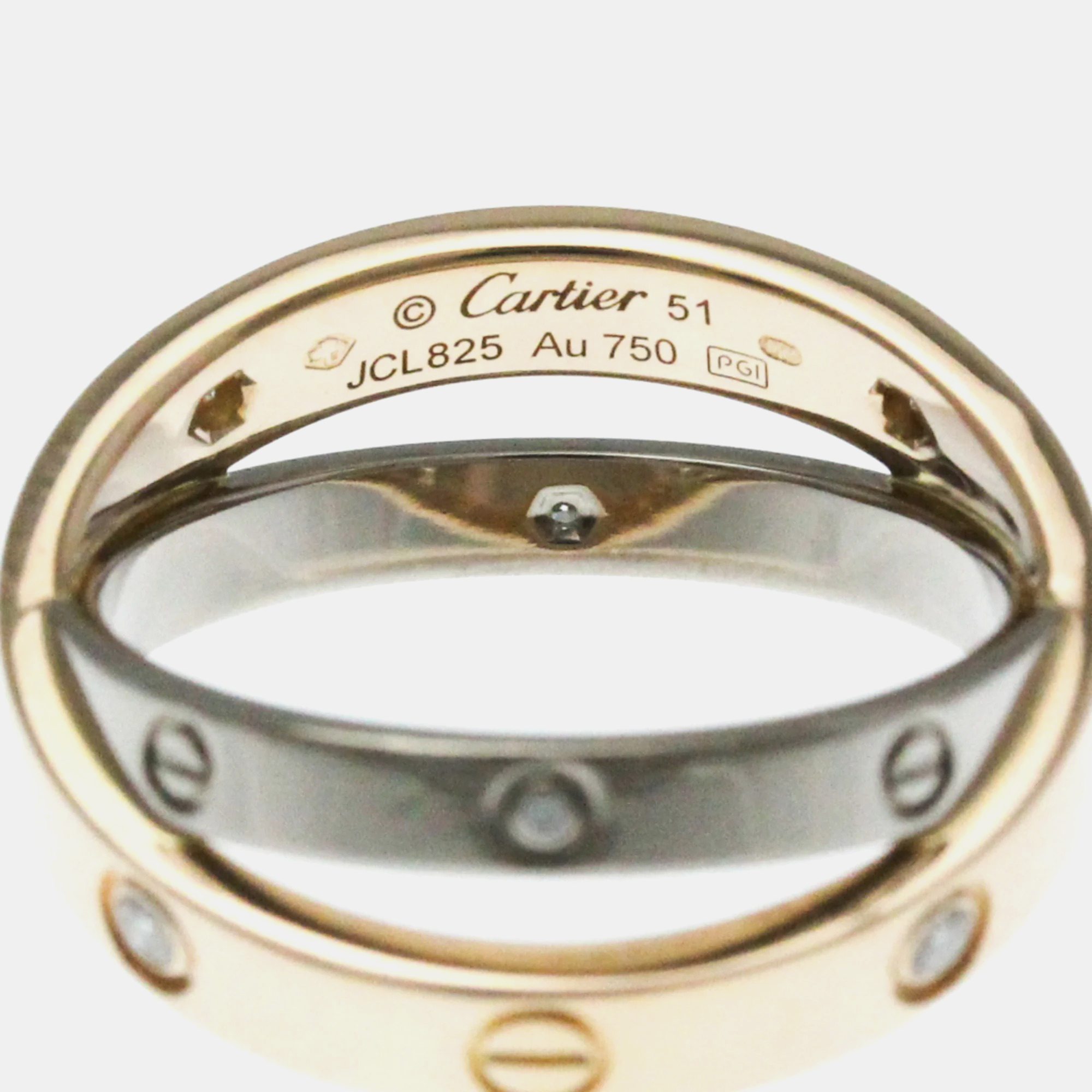 Cartier 18K Pink & White Gold Love Ring EU 51