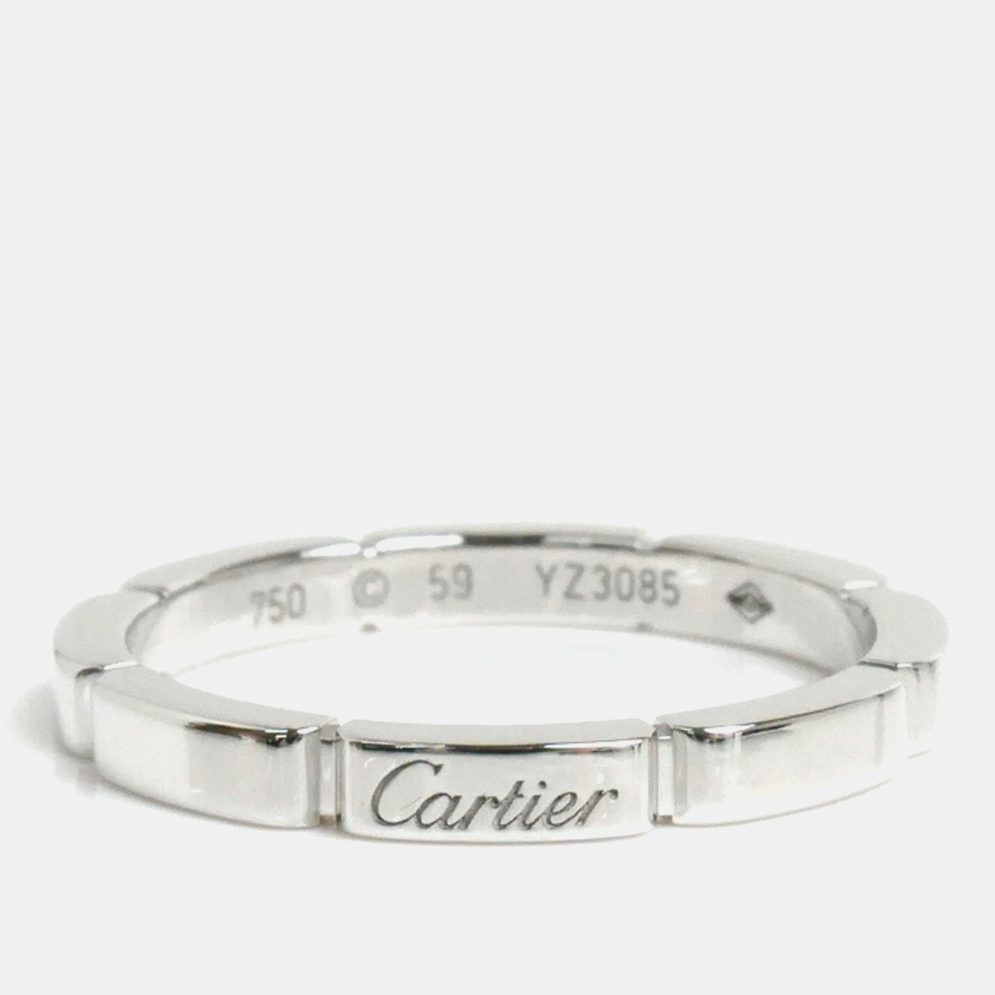 Cartier 18k white gold maillon panth&egrave;re wedding band ring eu 59