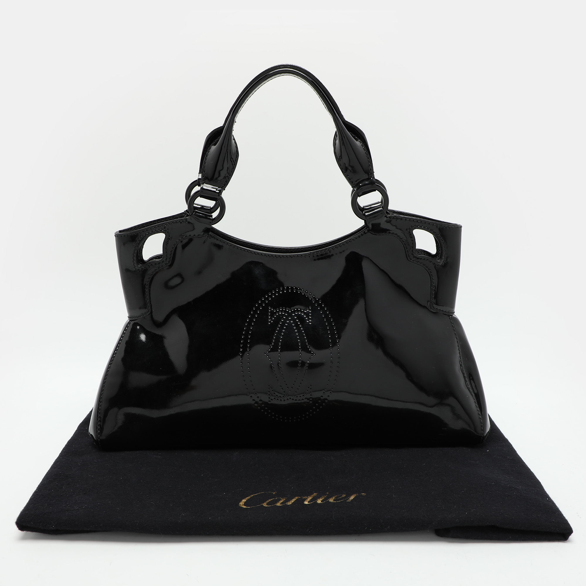 Cartier Black Patent Leather Small Marcello De Cartier Tote