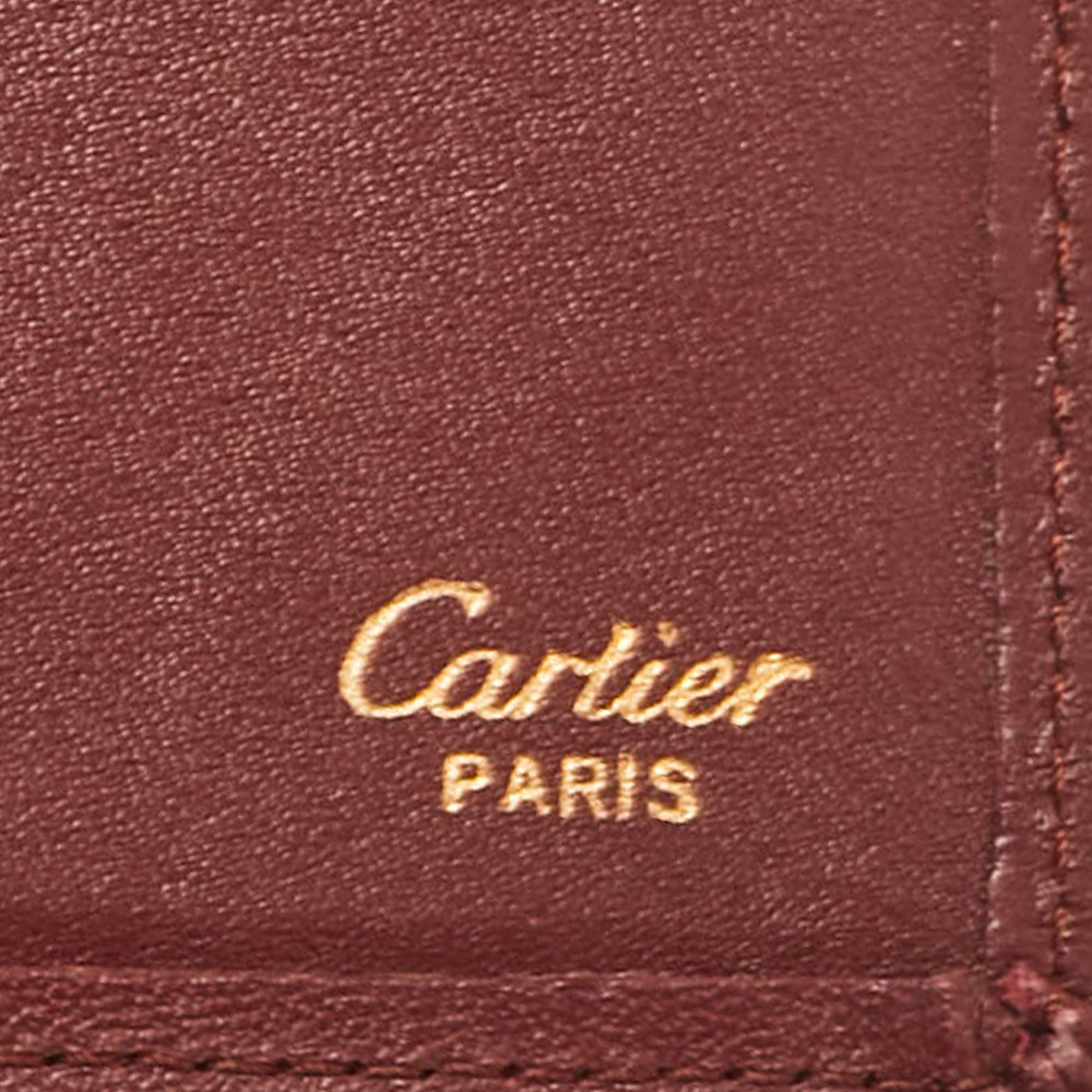 Cartier Burgundy Leather Must De Cartier Bifold Long Wallet