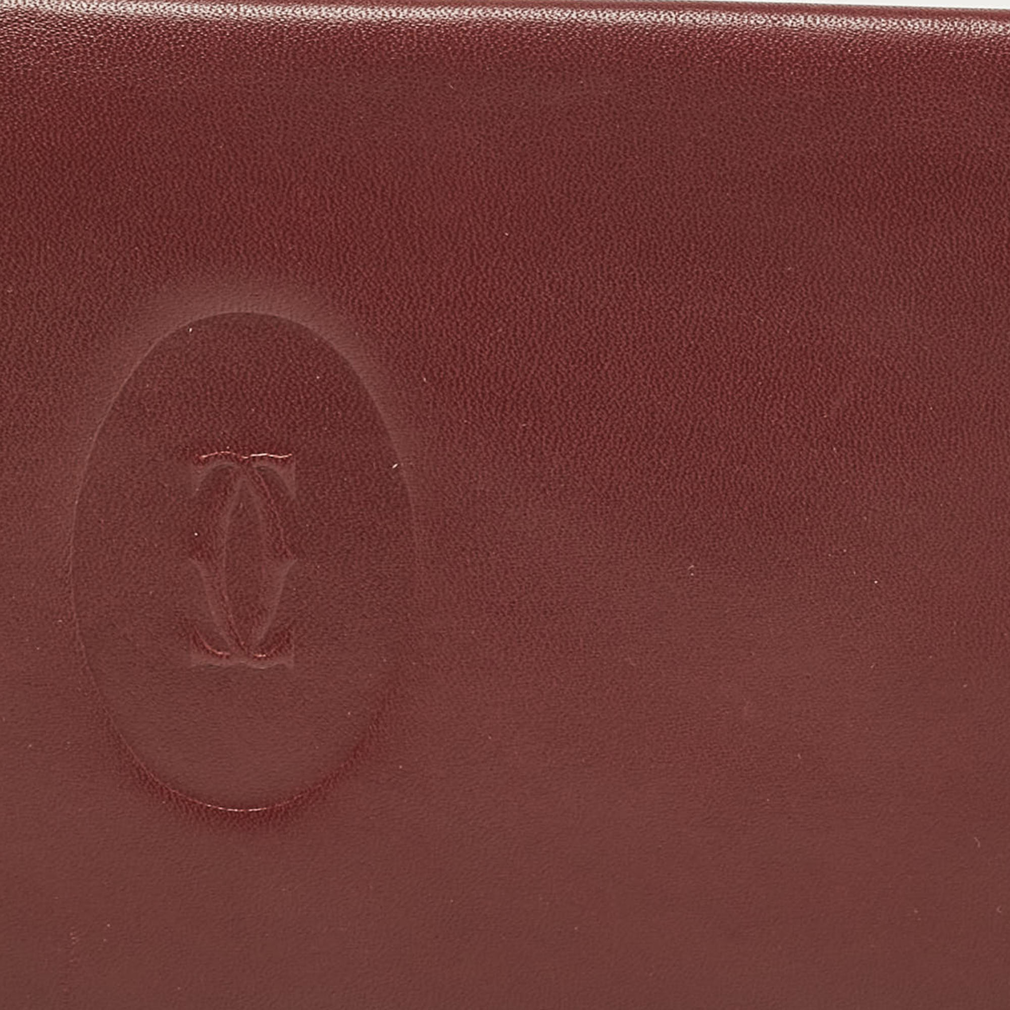 Cartier Burgundy Leather Must De Cartier Bifold Long Wallet